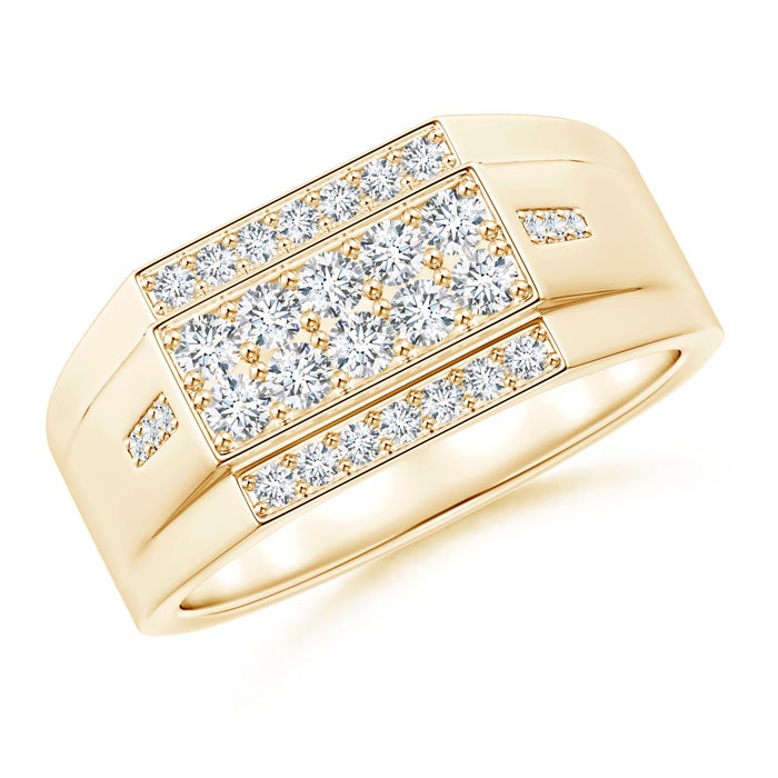 Lab-Grown-Rectangular Composite Diamond Convex Men's Ring
