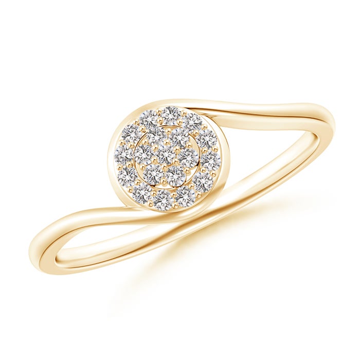 1.2mm IJI1I2 Round Halo Diamond Cluster Promise Ring in Yellow Gold