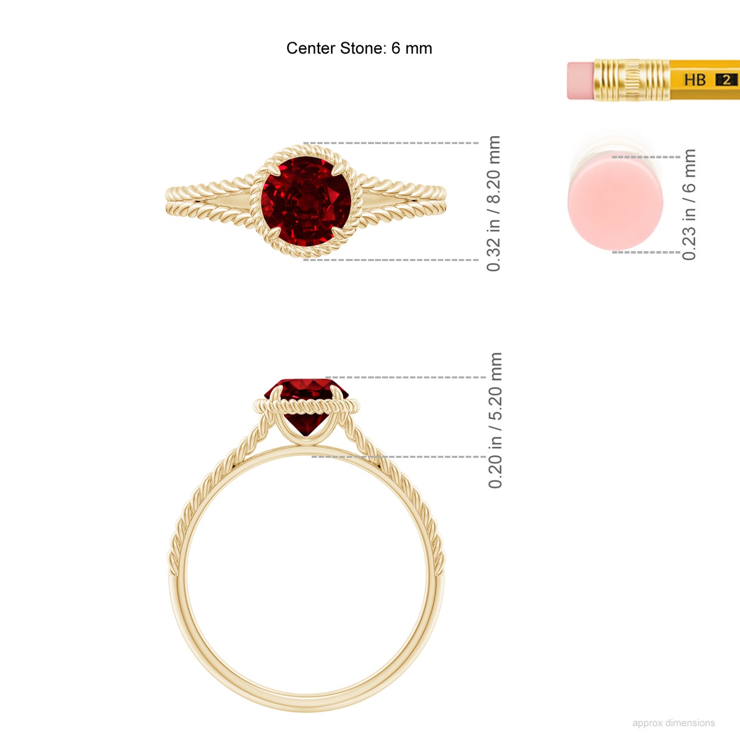 Ruby Twist Rope Split Shank Ring