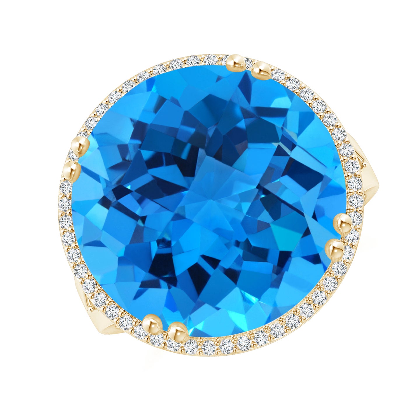 Vintage Style Swiss Blue Topaz Cocktail Ring with Halo