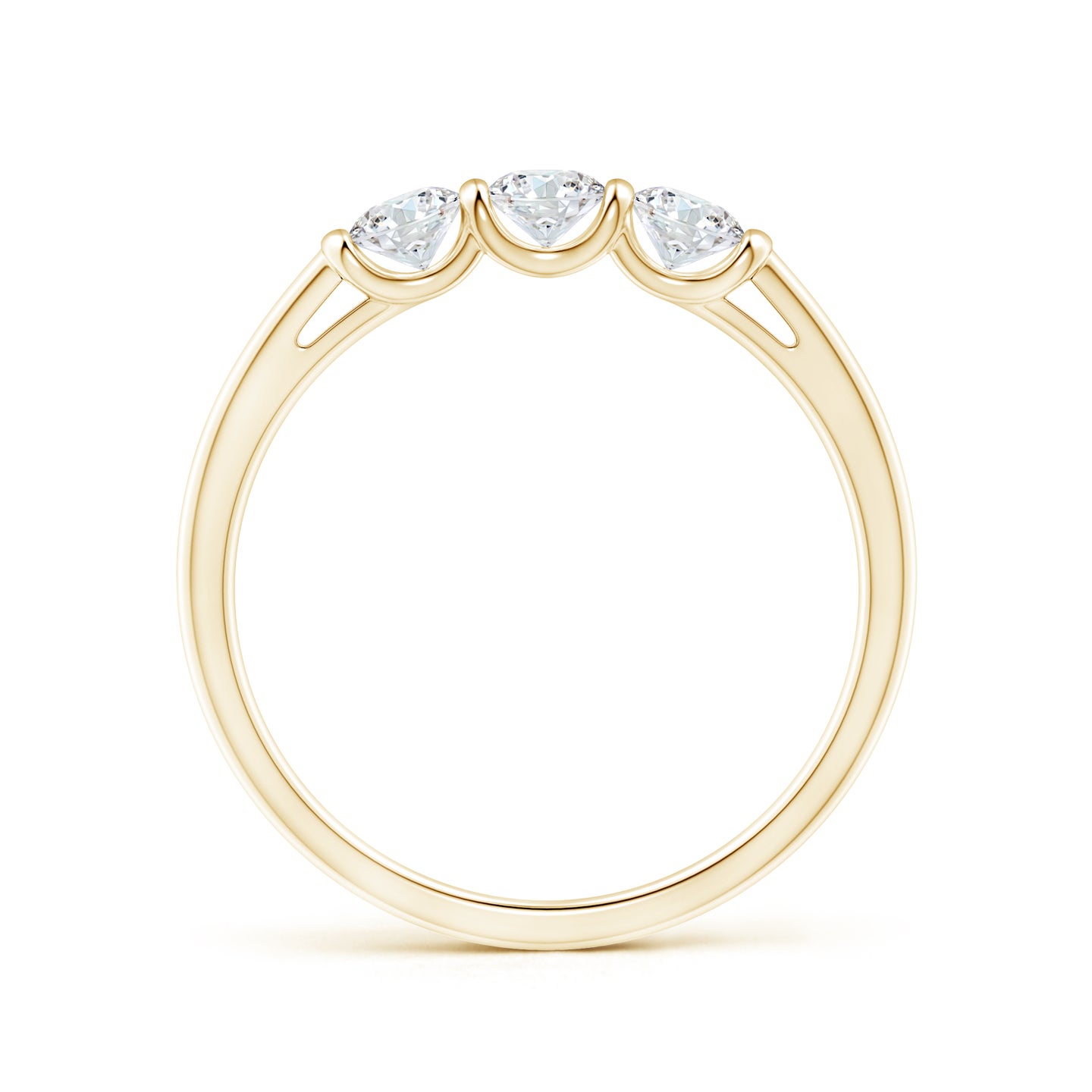 3.3mm GVS2 Classic Bar-Set Diamond Three Stone Ring in Yellow Gold