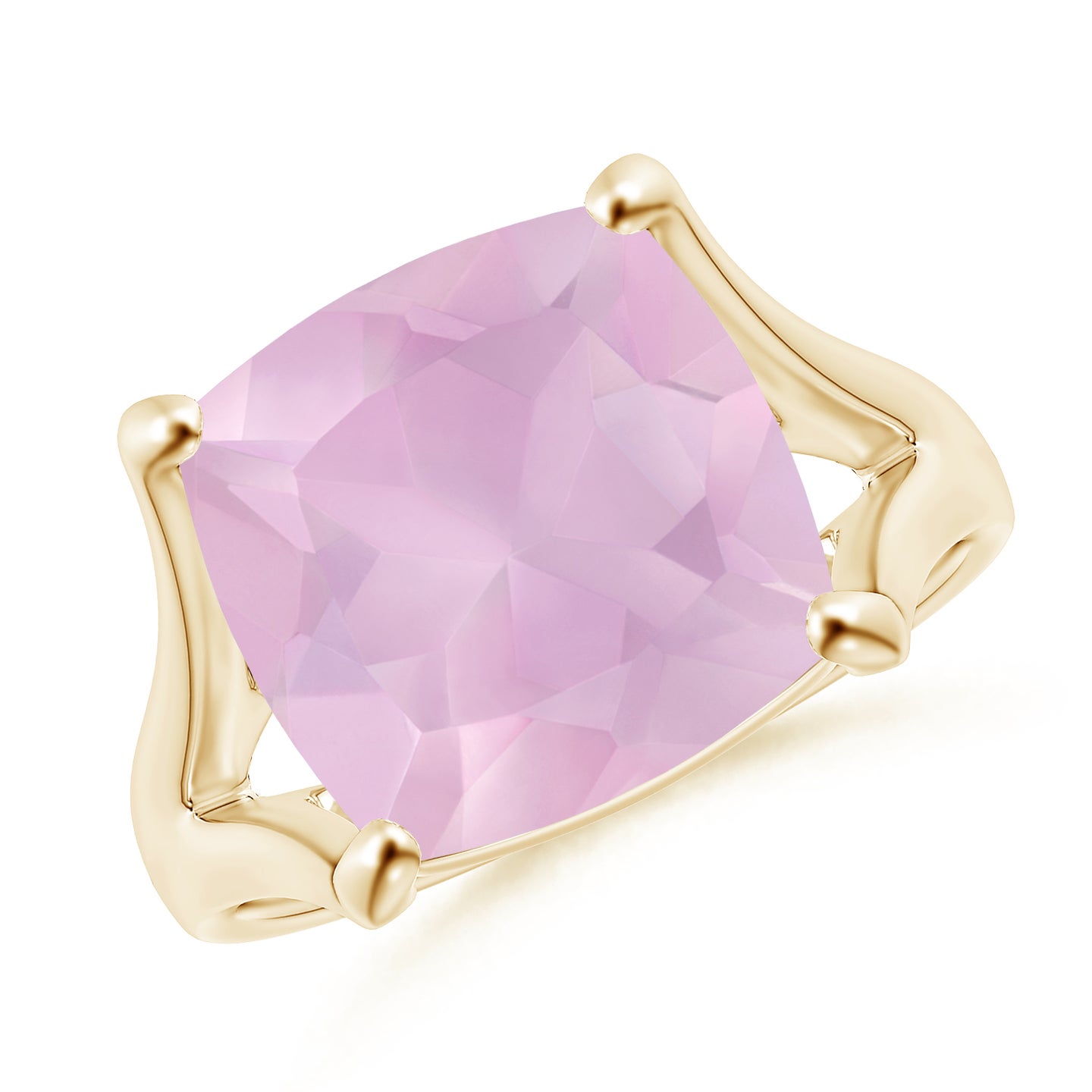 Classic Solitaire Cushion Rose Quartz Split Shank Ring Classic Solitaire Cushion Rose Quartz Split Shank Ring