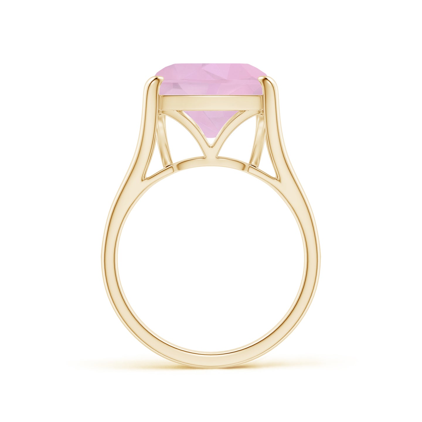 Classic Solitaire Cushion Rose Quartz Split Shank Ring Classic Solitaire Cushion Rose Quartz Split Shank Ring
