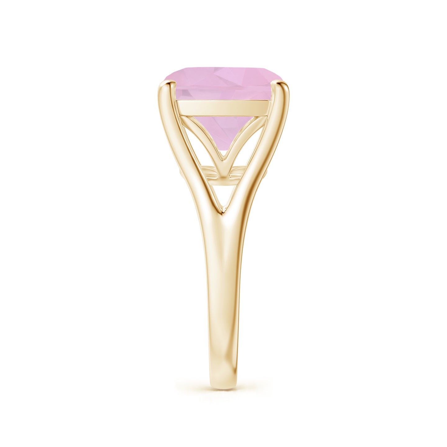 Classic Solitaire Cushion Rose Quartz Split Shank Ring Classic Solitaire Cushion Rose Quartz Split Shank Ring