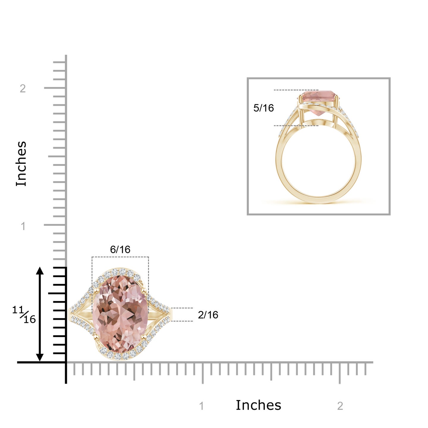 Oval Morganite Bypass Halo Ring with Diamond Accents