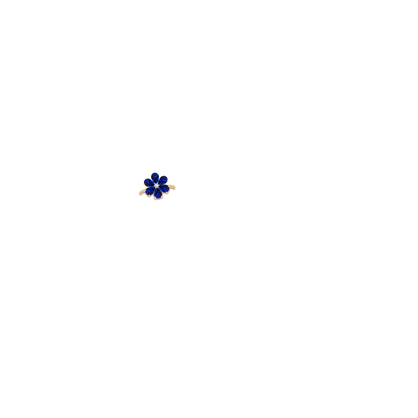 Lab-Grown Nature Inspired Blue Sapphire & Diamond Flower Ring