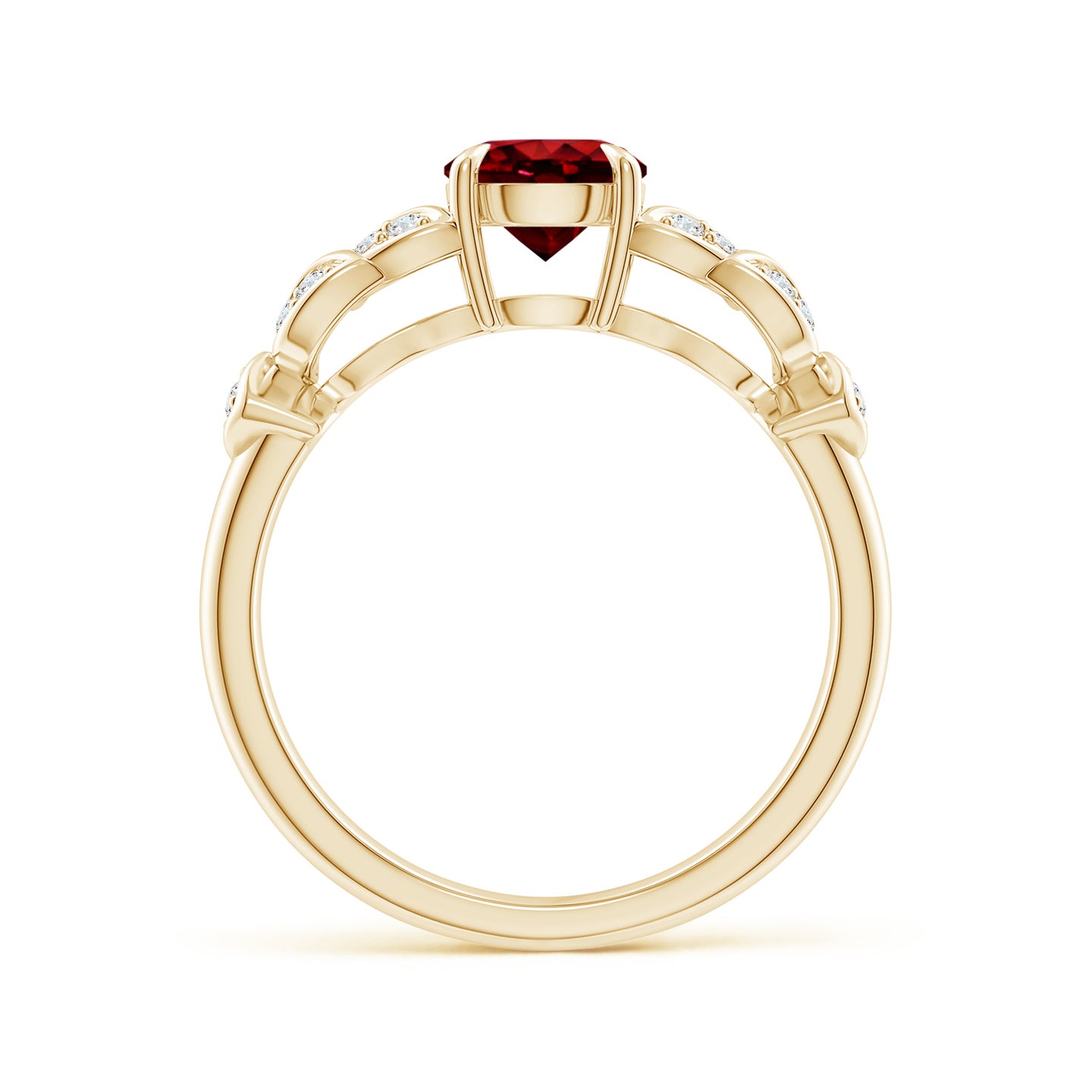 Nature Inspired Round Ruby Leaf Shank Ring