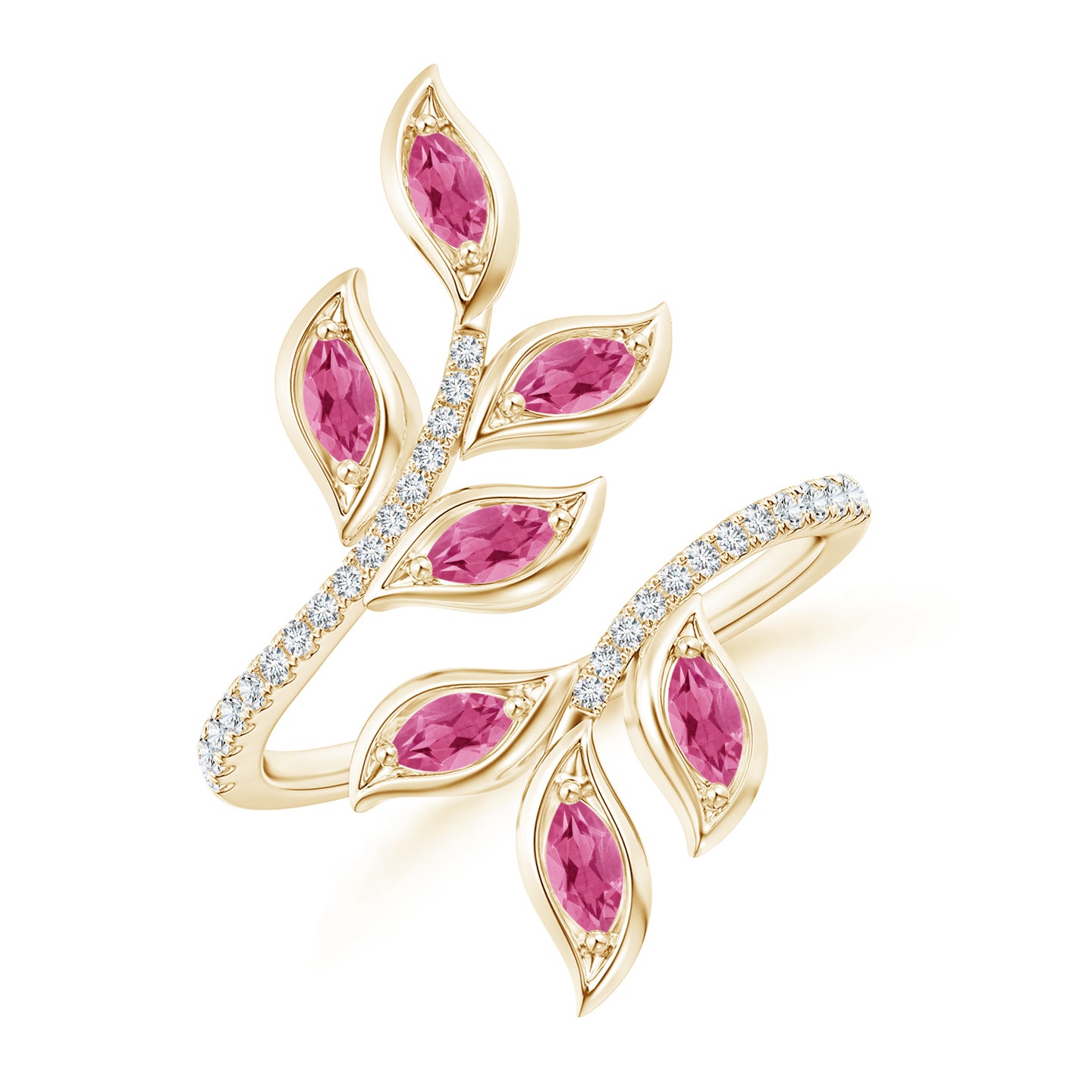 Marquise Pink Sapphire Olive Leaf Ring