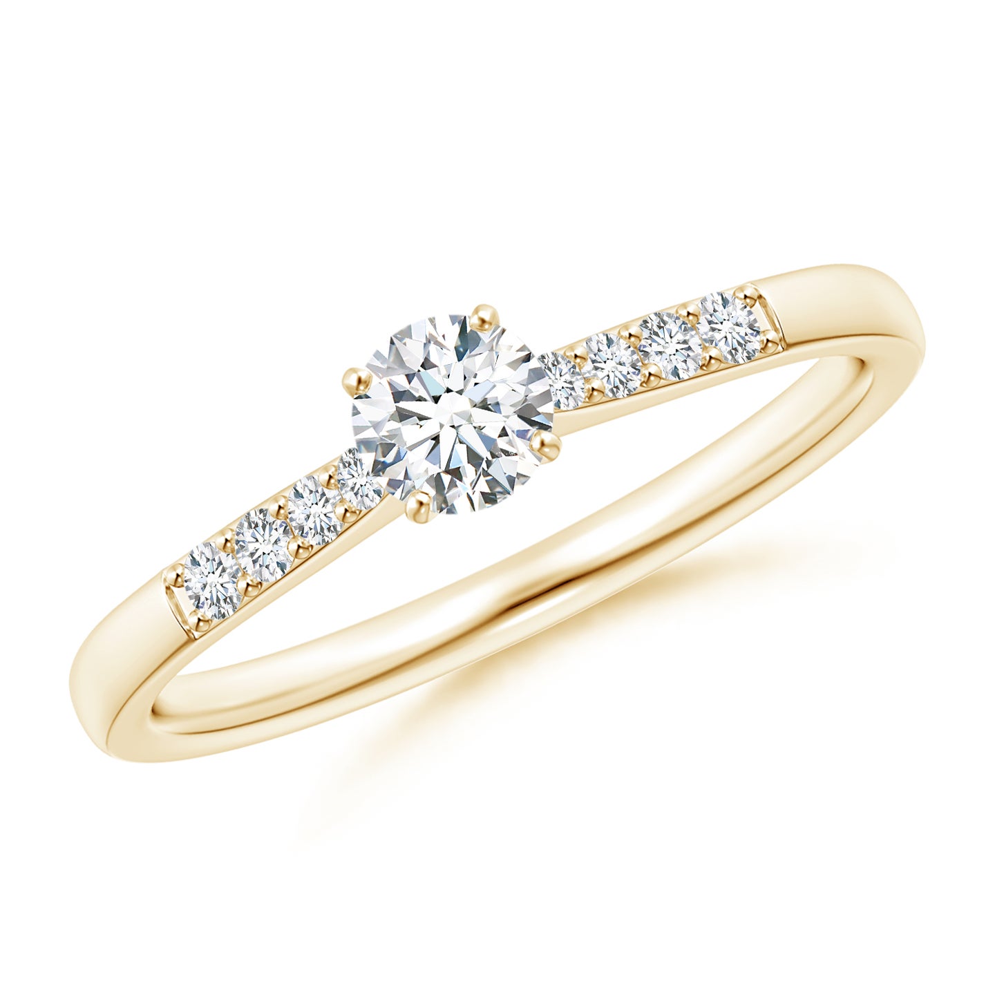 Lab-Grown Solitaire Diamond Tapered Shank Engagement Ring with Accents