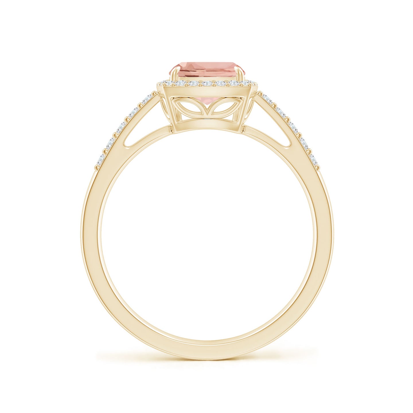 8x6mm AAAA Rectangular Cushion Morganite Halo Engagement Ring in Yellow Gold 8x6mm AAAA Rectangular Cushion Morganite Halo Engagement Ring in Yellow Gold