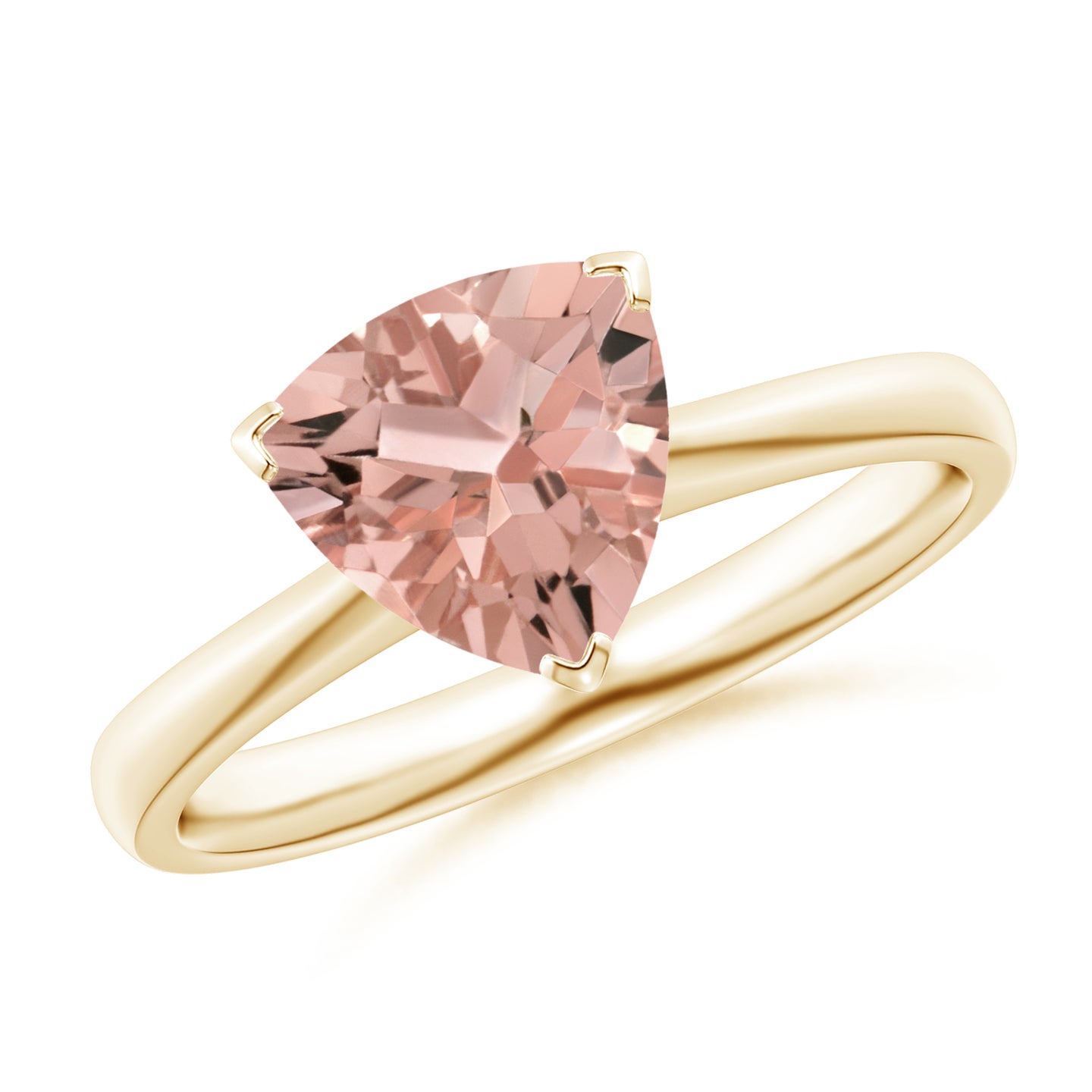 8mm AAAA Trillion Morganite Solitaire Engagement Ring in Yellow Gold 8mm AAAA Trillion Morganite Solitaire Engagement Ring in Yellow Gold