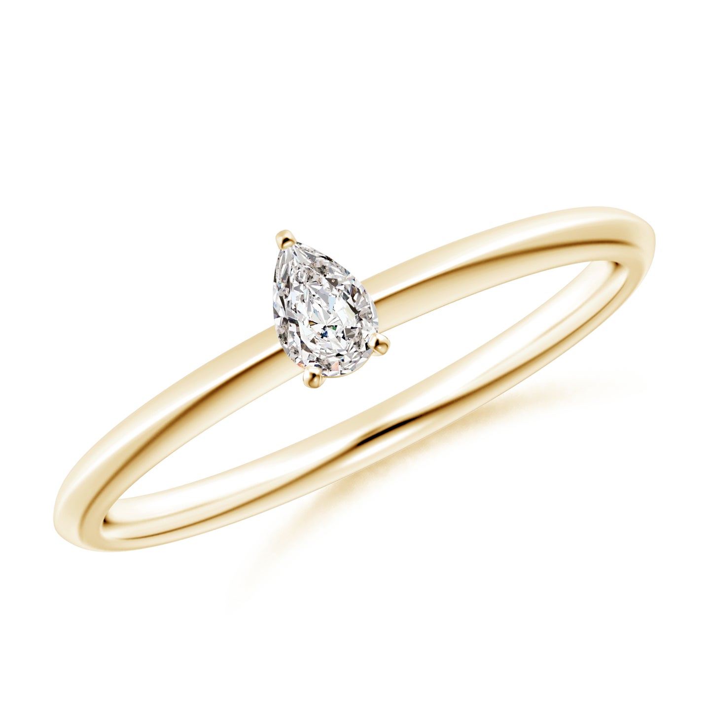 Pear-Shaped Natural Diamond Knife-Edge Shank Engagement Ring