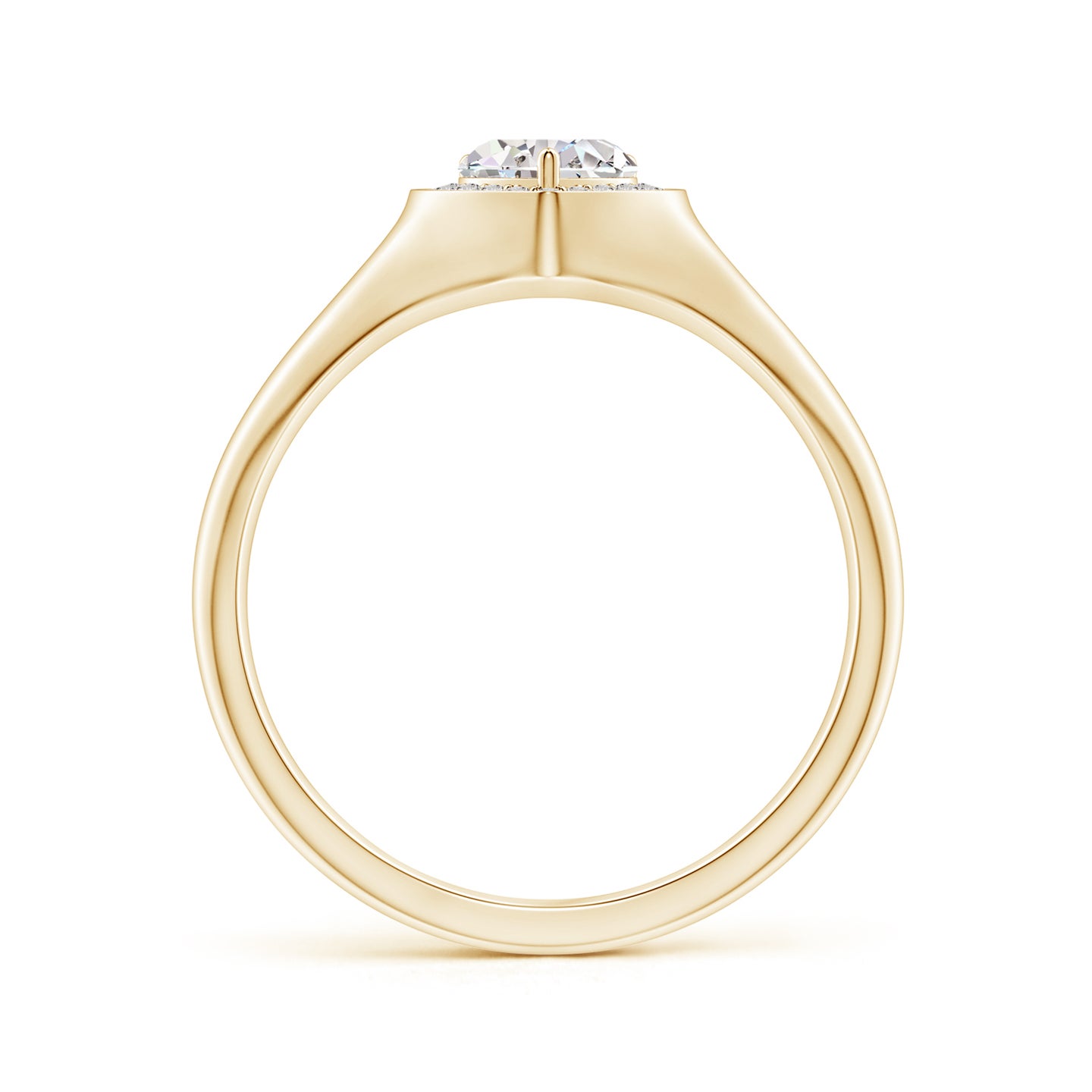 5mm IJI1I2 Heart-Shaped Diamond Halo Signet Ring in Yellow Gold