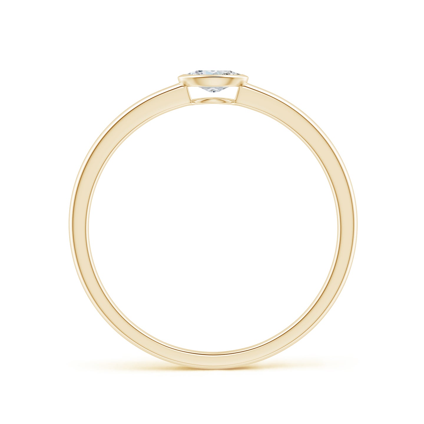 4x3mm GVS2 East-West Oval Diamond Solitaire Ring in Bezel Setting in Yellow Gold