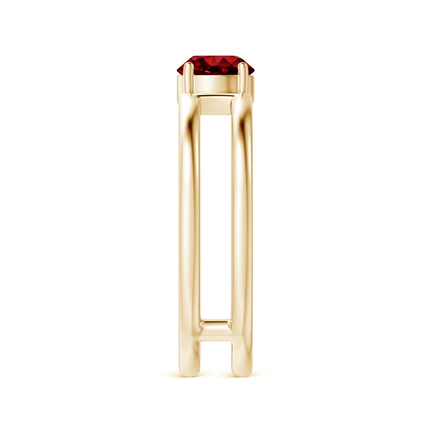 Ruby Solitaire Parallel Split Shank Ring