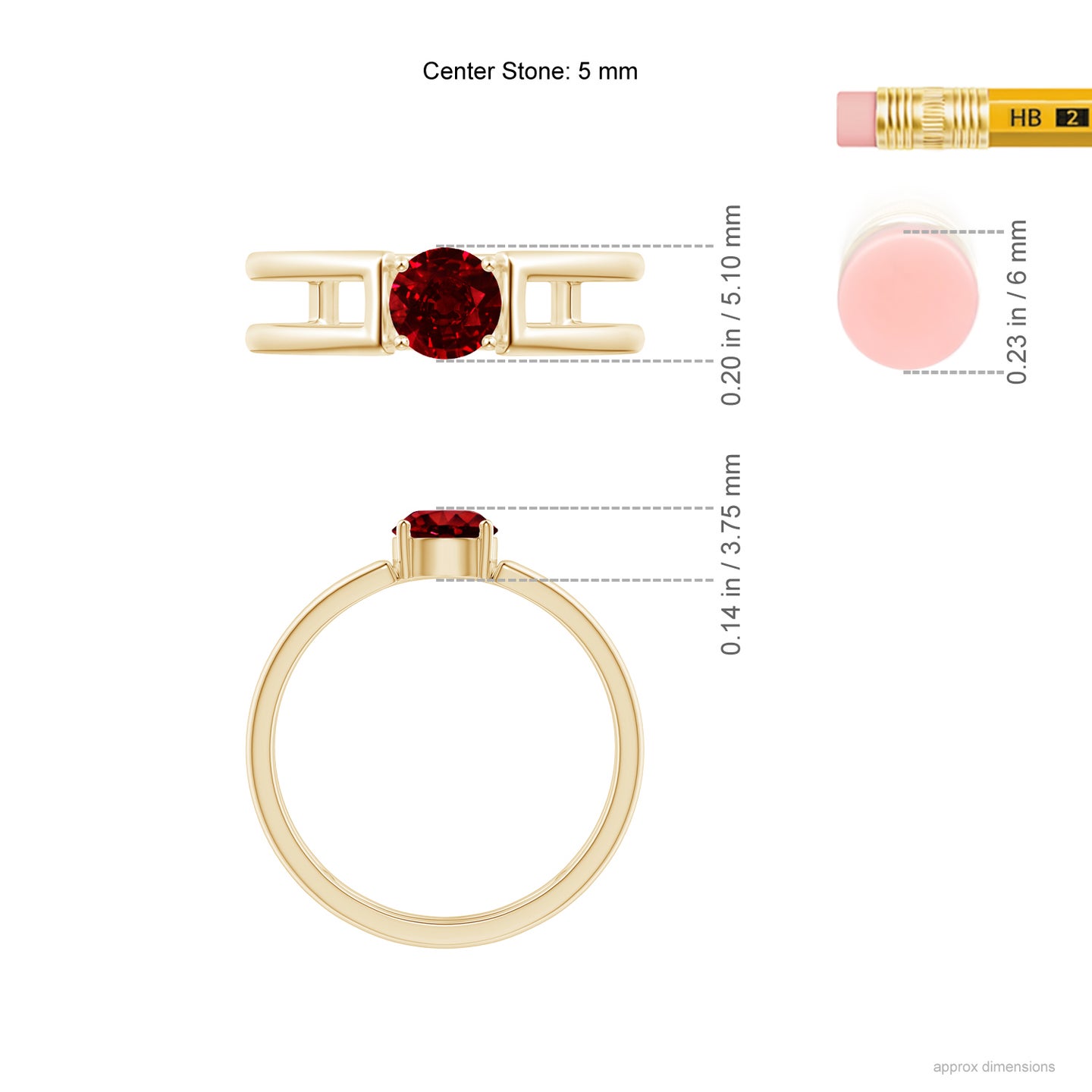 Ruby Solitaire Parallel Split Shank Ring