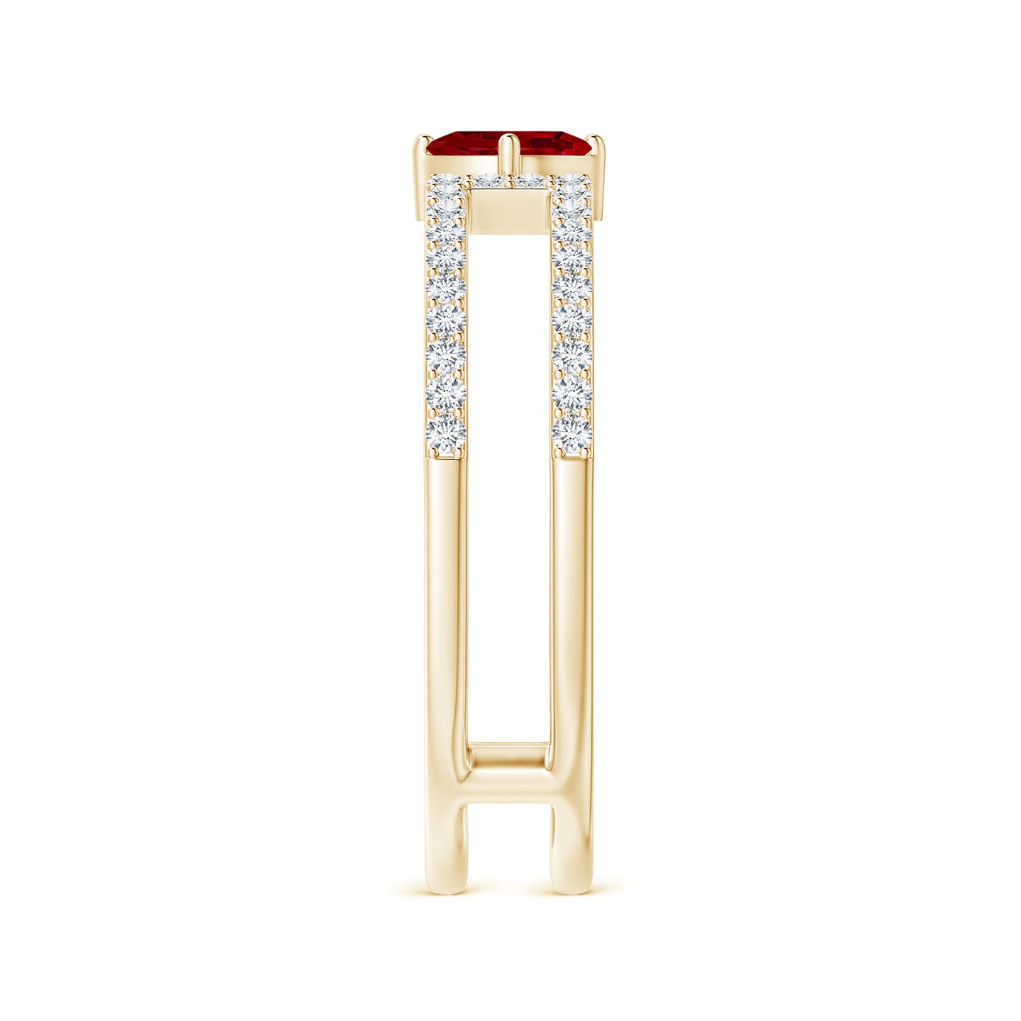Marquise Ruby Parallel Split Shank Ring With Accents
