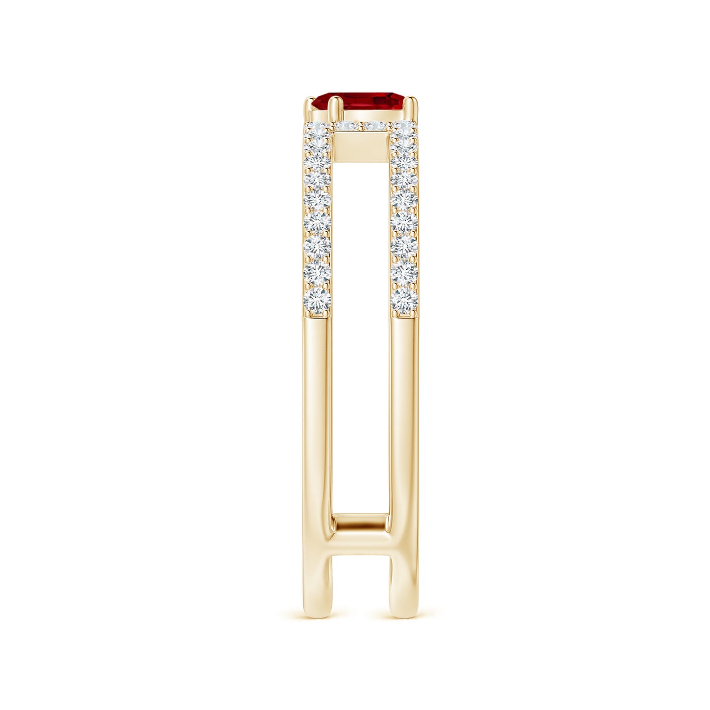 Tilted Marquise Ruby Parallel Split Shank Ring