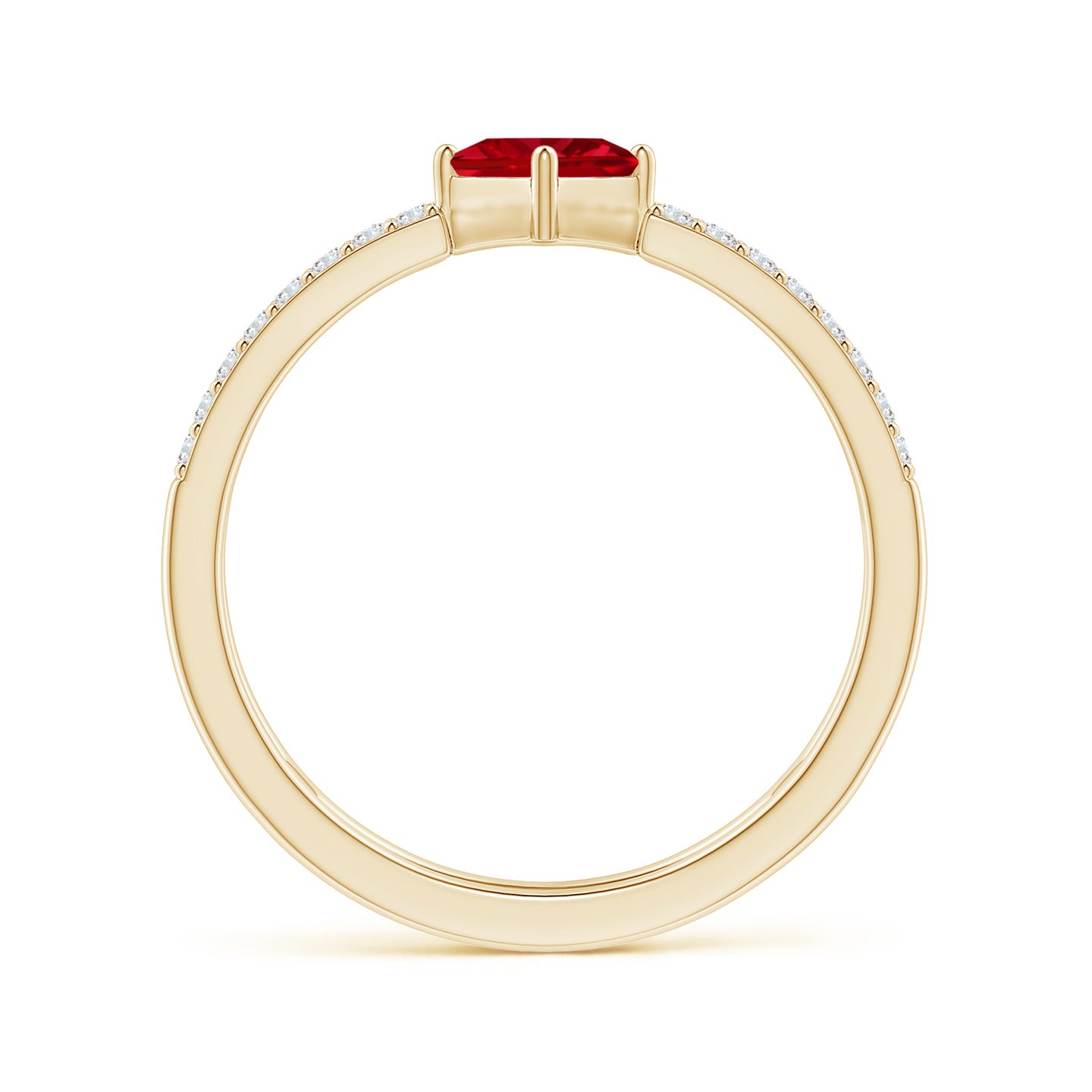 Square Ruby Parallel Split Shank Ring With Accents