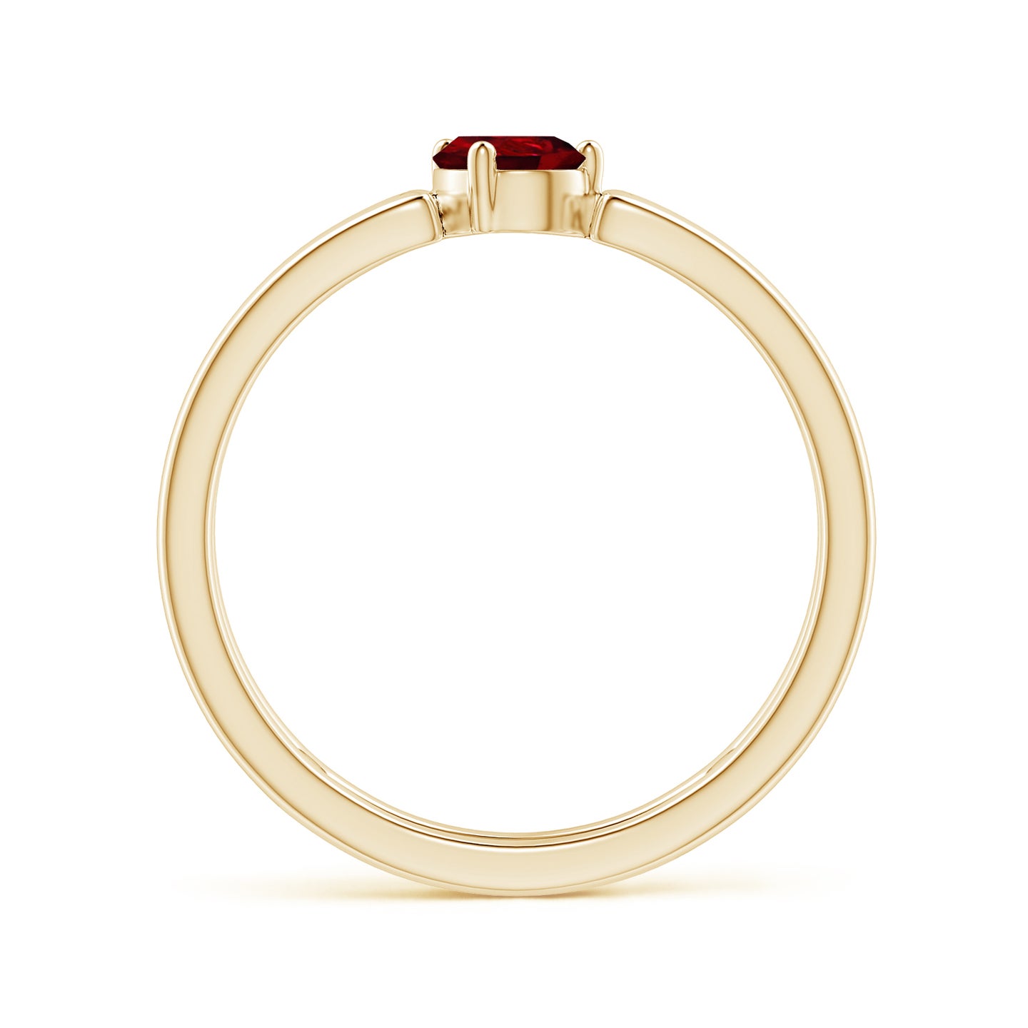 Tilted Pear Ruby Solitaire Parallel Split Shank Ring