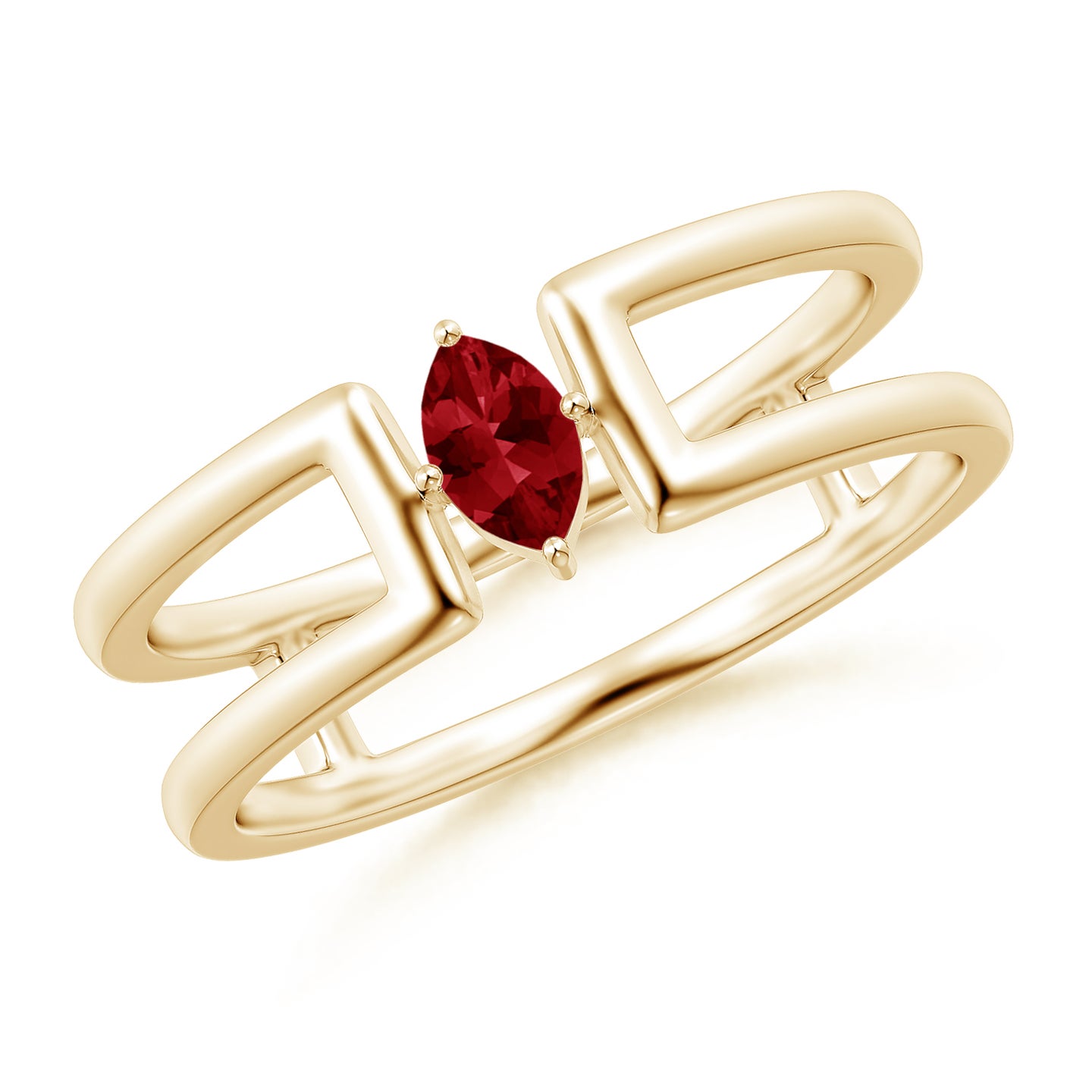 Marquise Ruby Solitaire Parallel Split Shank Ring