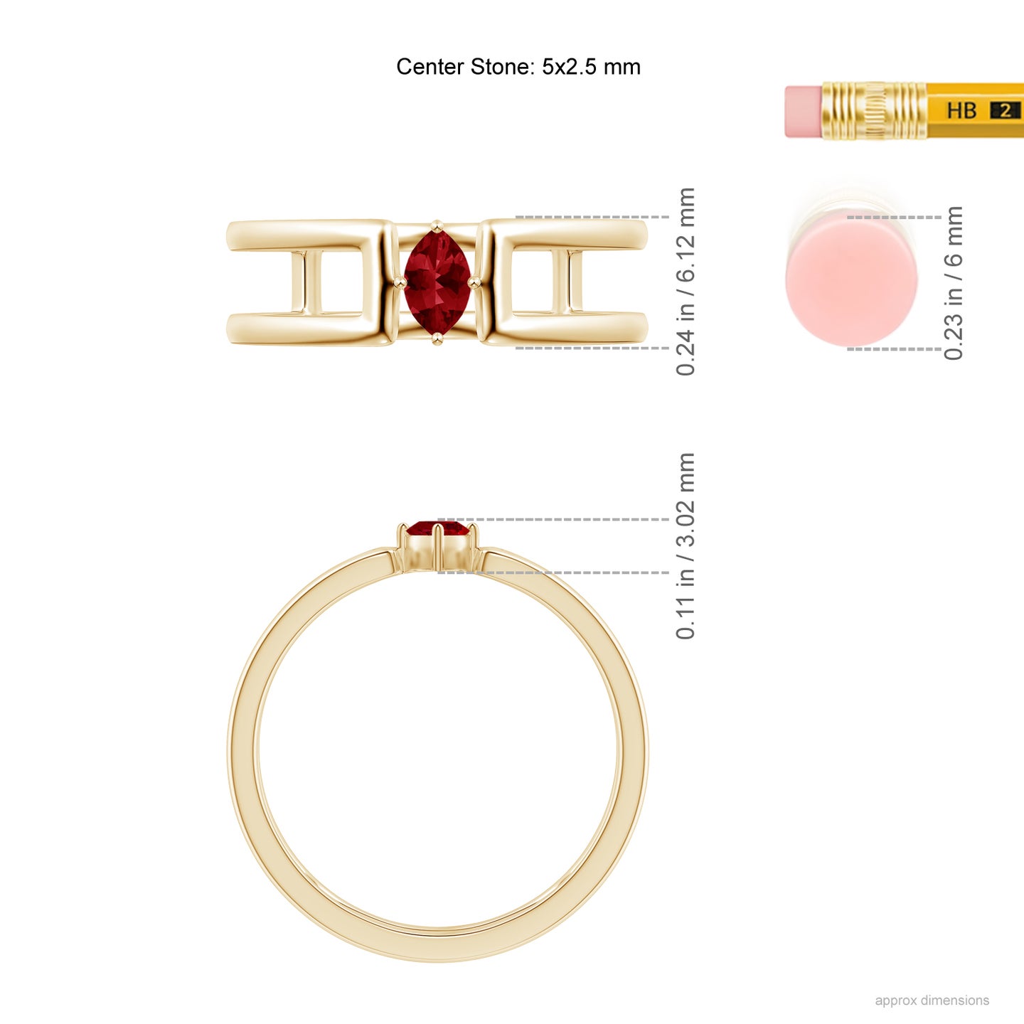 Marquise Ruby Solitaire Parallel Split Shank Ring