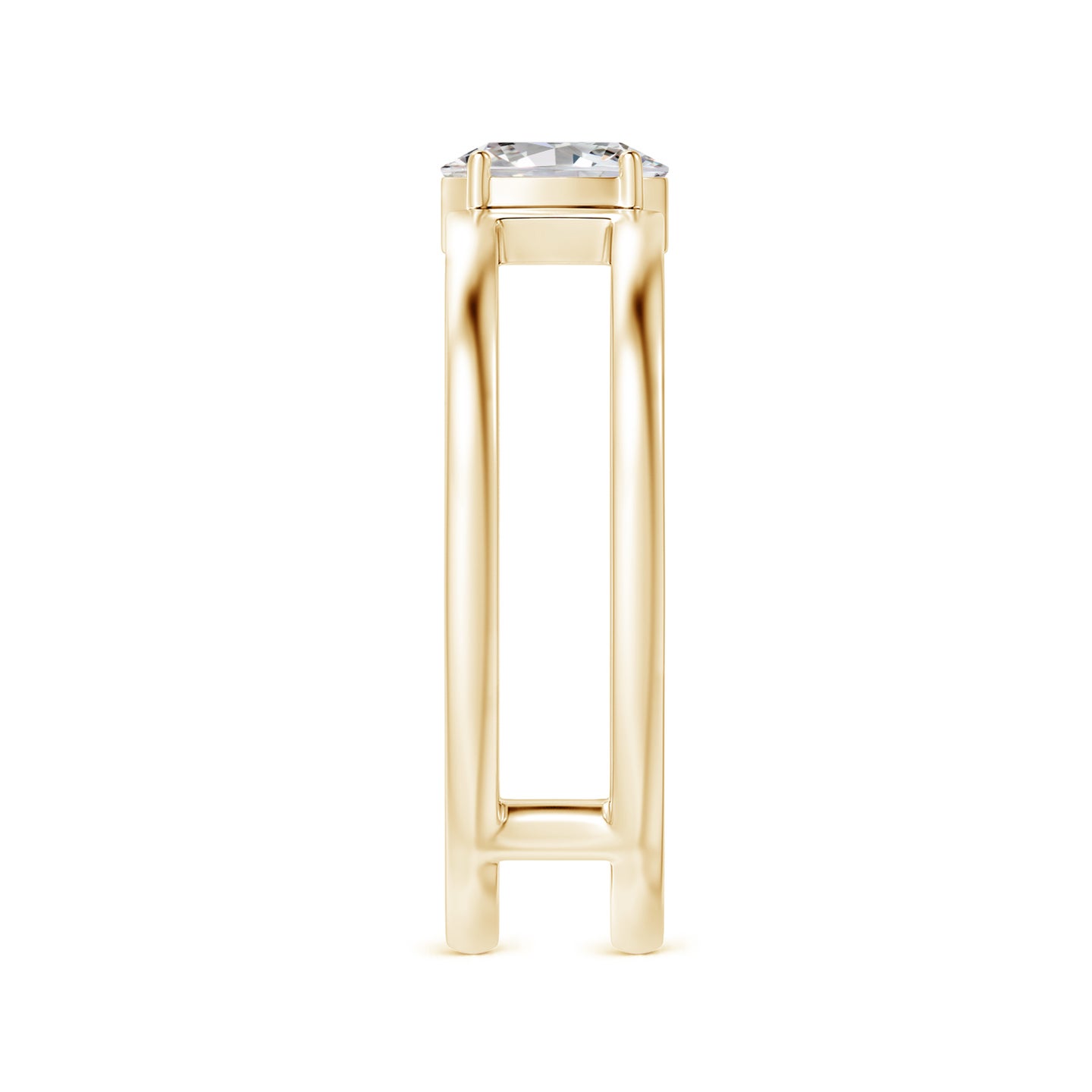 Oval Diamond Solitaire Parallel Split Shank Ring