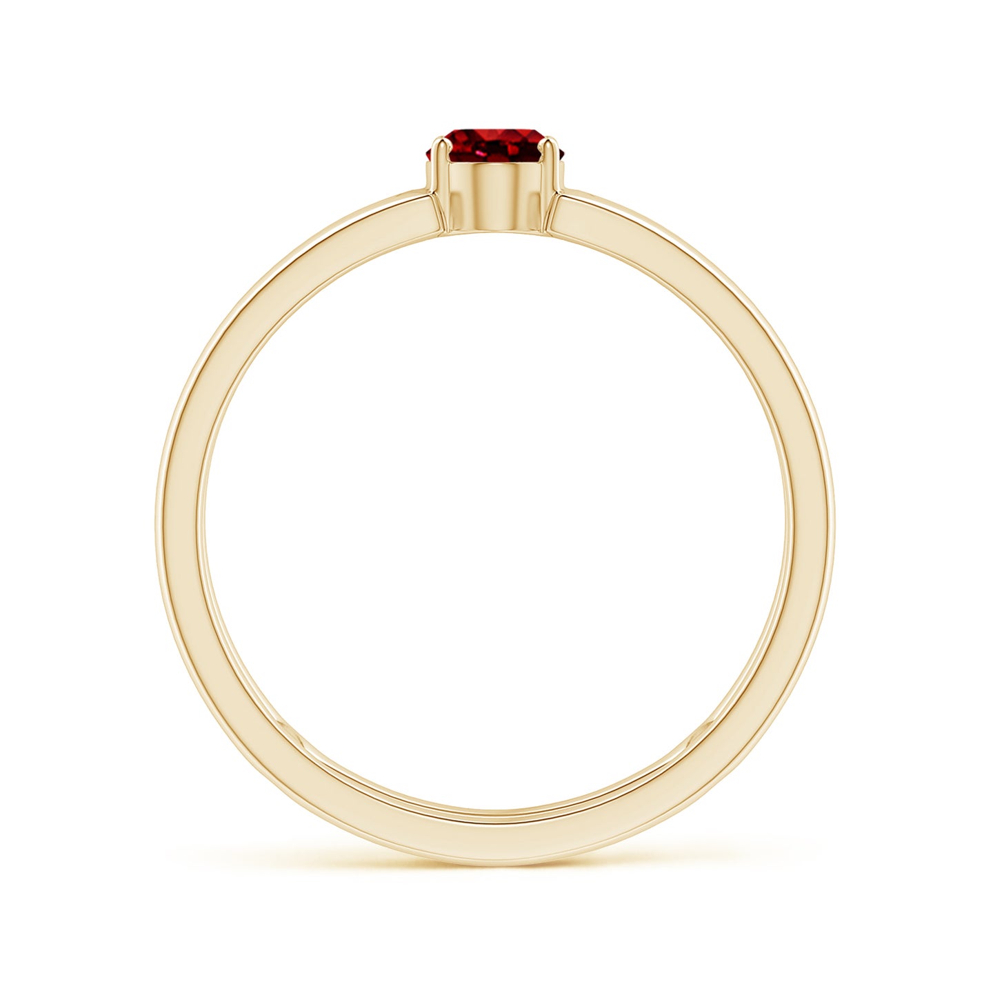 Oval Ruby Solitaire Parallel Split Shank Ring