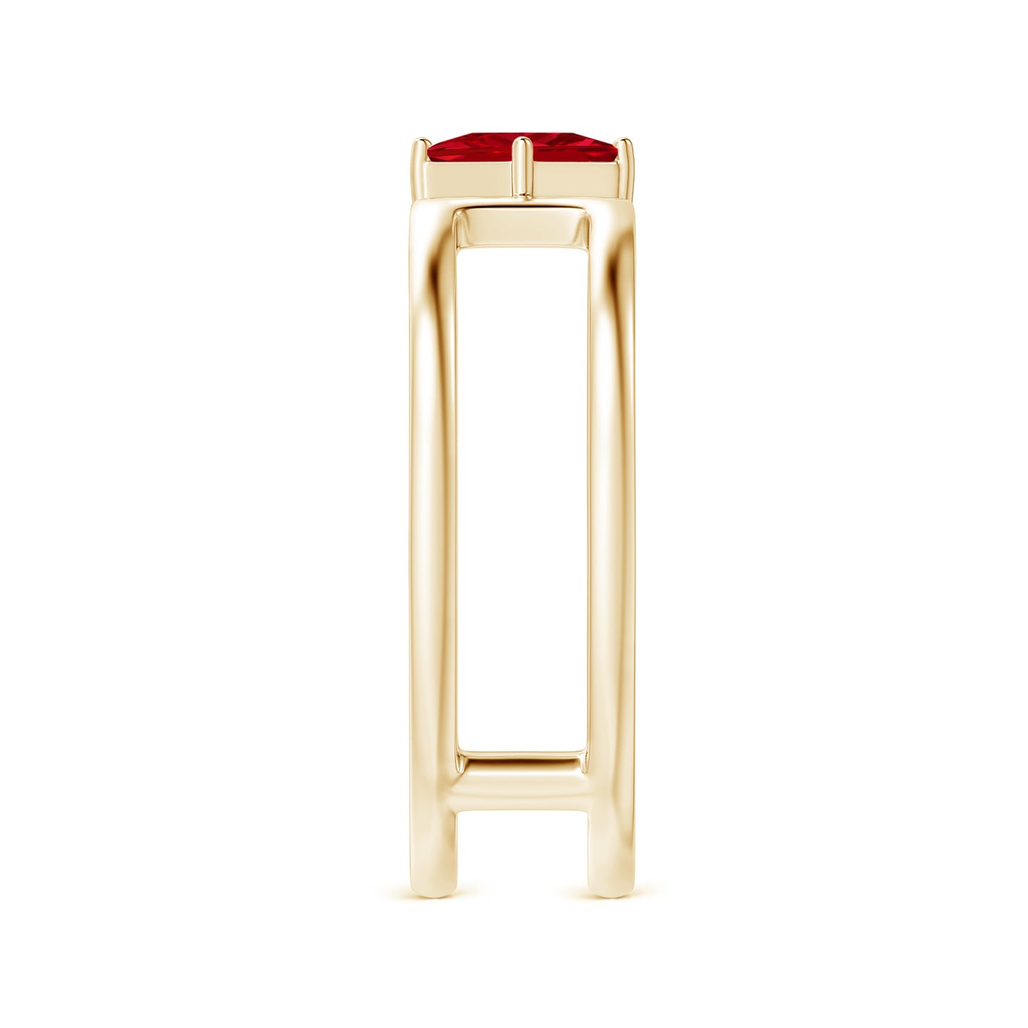 Square Ruby Solitaire Parallel Split Shank Ring | Angara India
