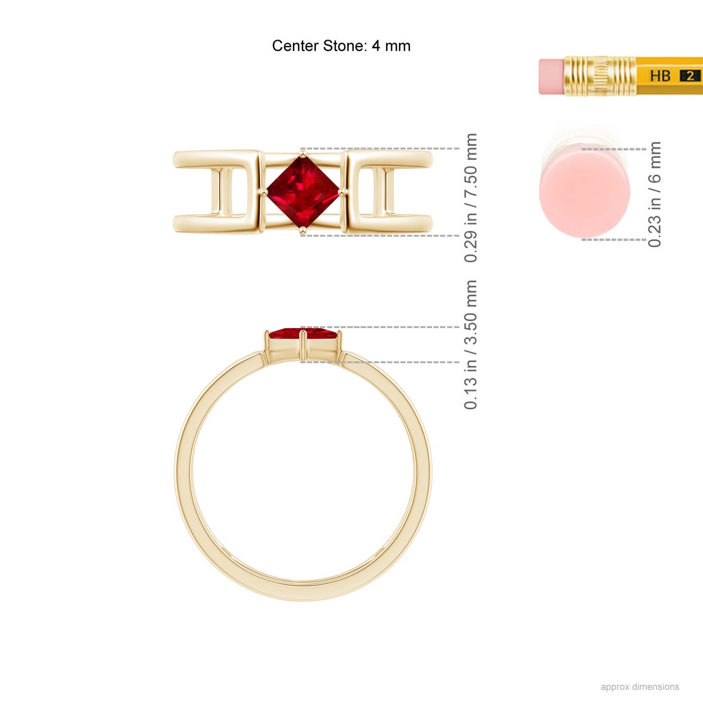 Square Ruby Solitaire Parallel Split Shank Ring | Angara India