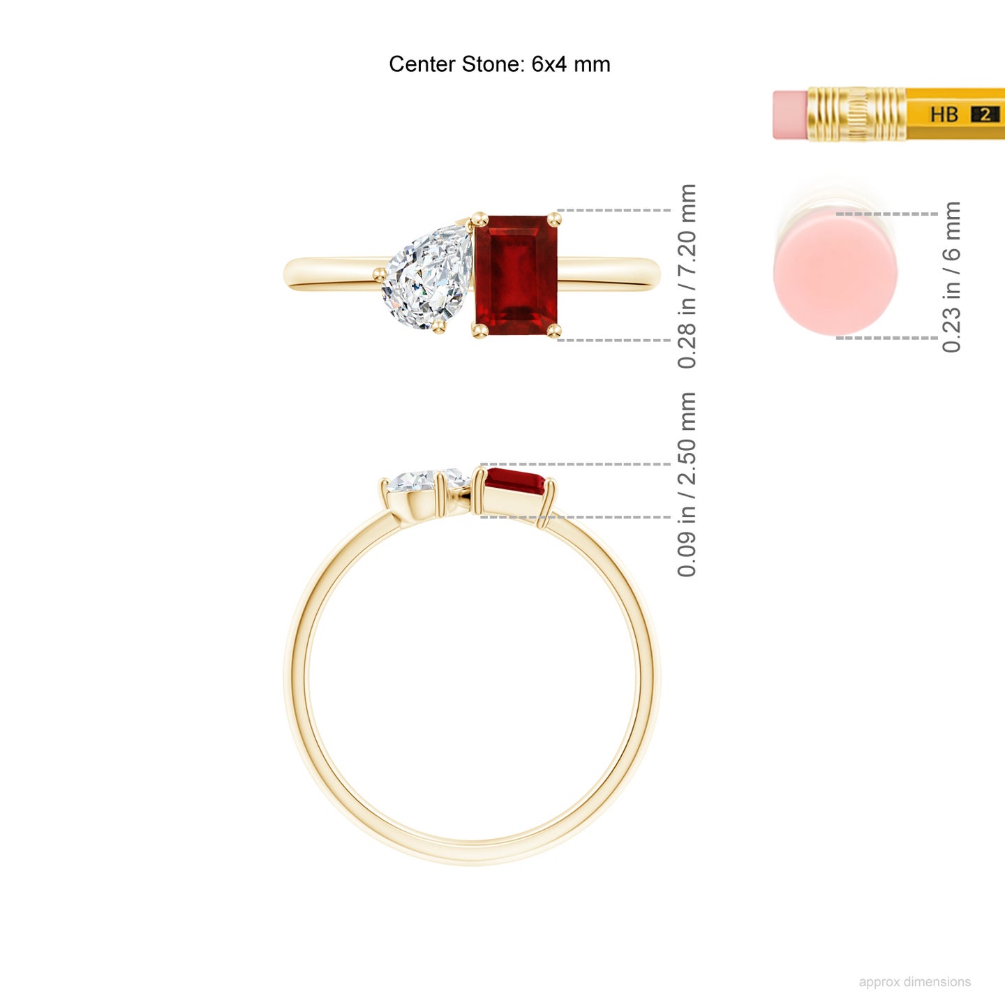Classic Two-Stone Emerald-Cut Ruby & Pear Diamond Ring
