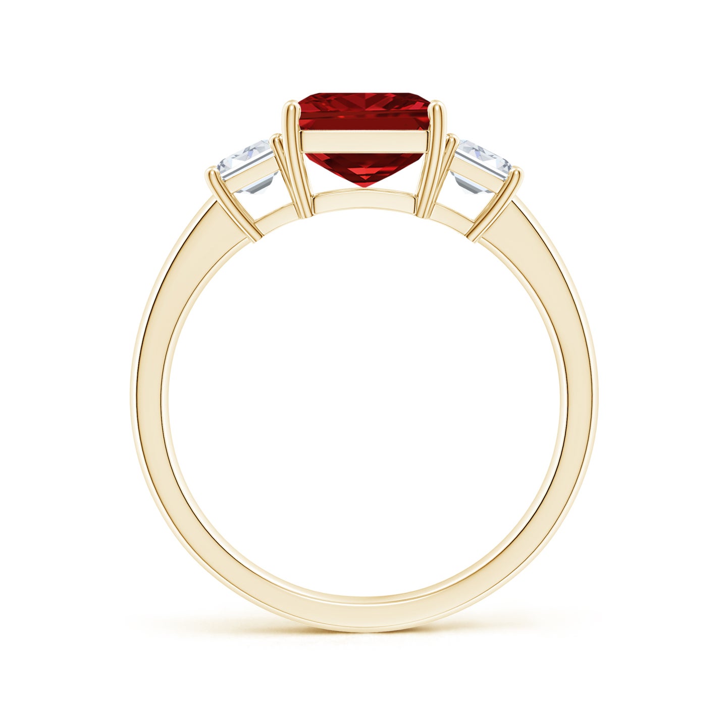 Emerald-Cut Ruby and Diamond Three Stone Ring