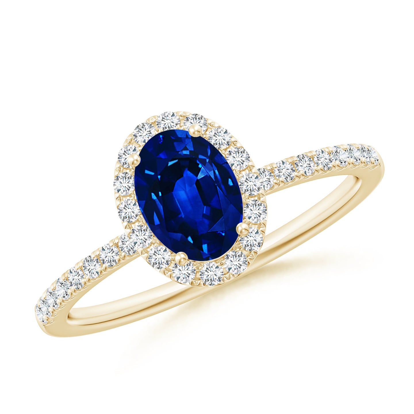 Lab-Grown Oval Blue Sapphire Classic Halo Engagement Ring