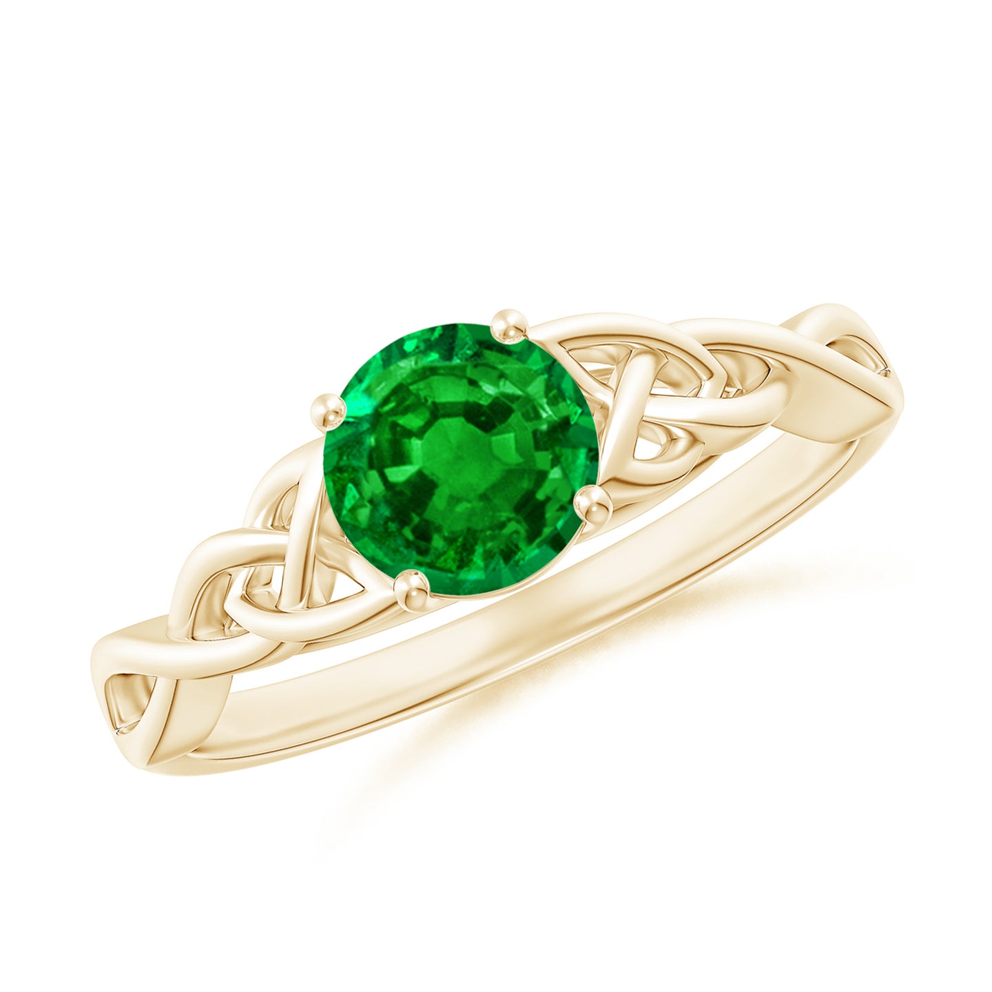 Round Emerald Celtic Knot Engagement Ring