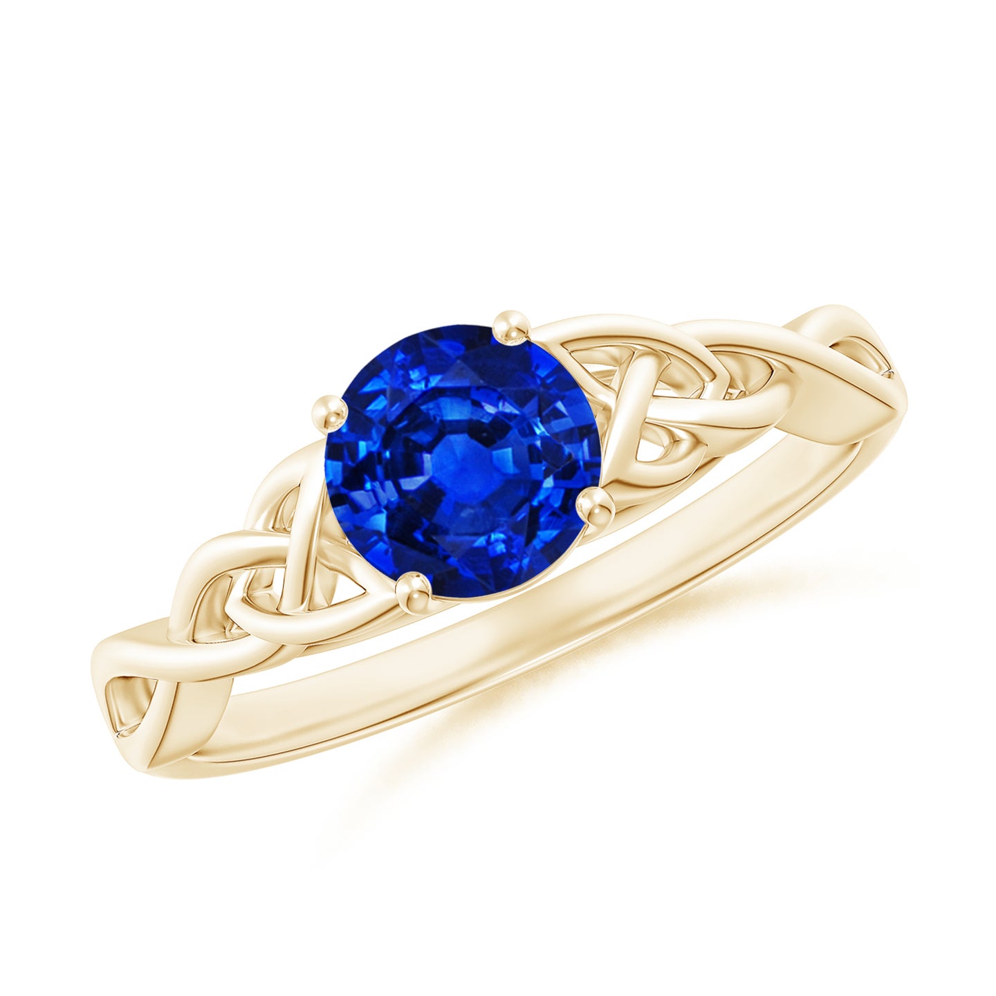 Lab-Grown Round Blue Sapphire Celtic Knot Engagement Ring