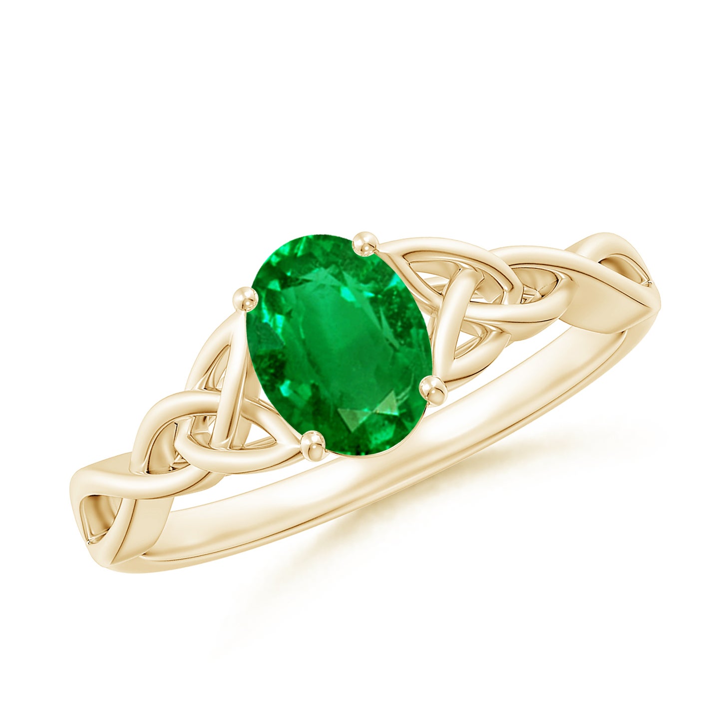 Oval Emerald Celtic Knot Engagement Ring