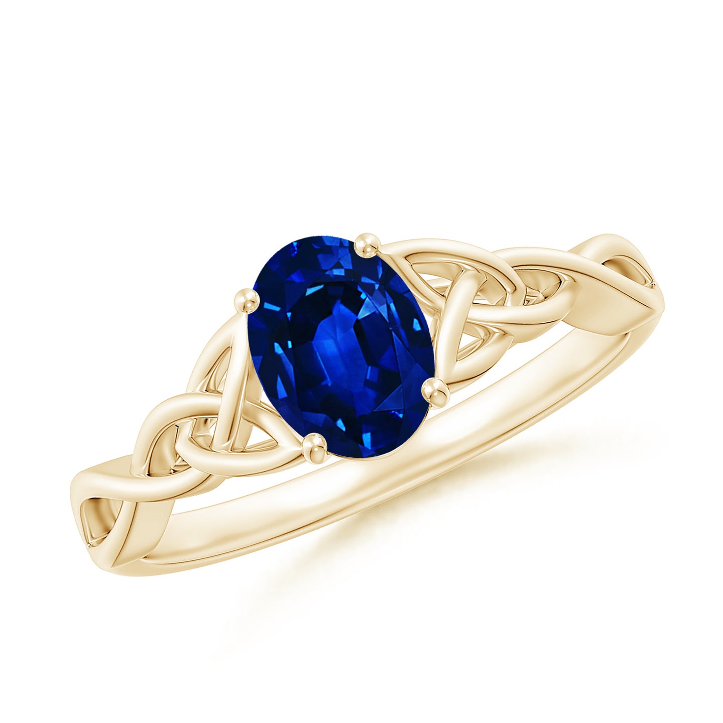 Lab-Grown Oval Blue Sapphire Celtic Knot Engagement Ring