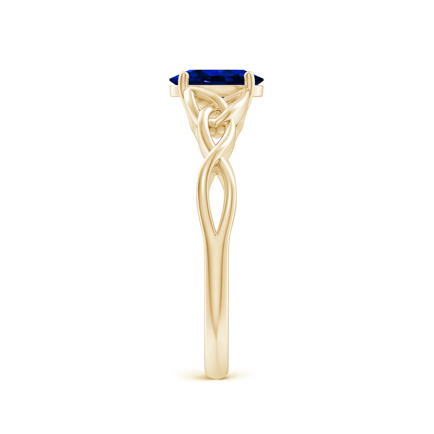 Lab-Grown Oval Blue Sapphire Celtic Knot Engagement Ring