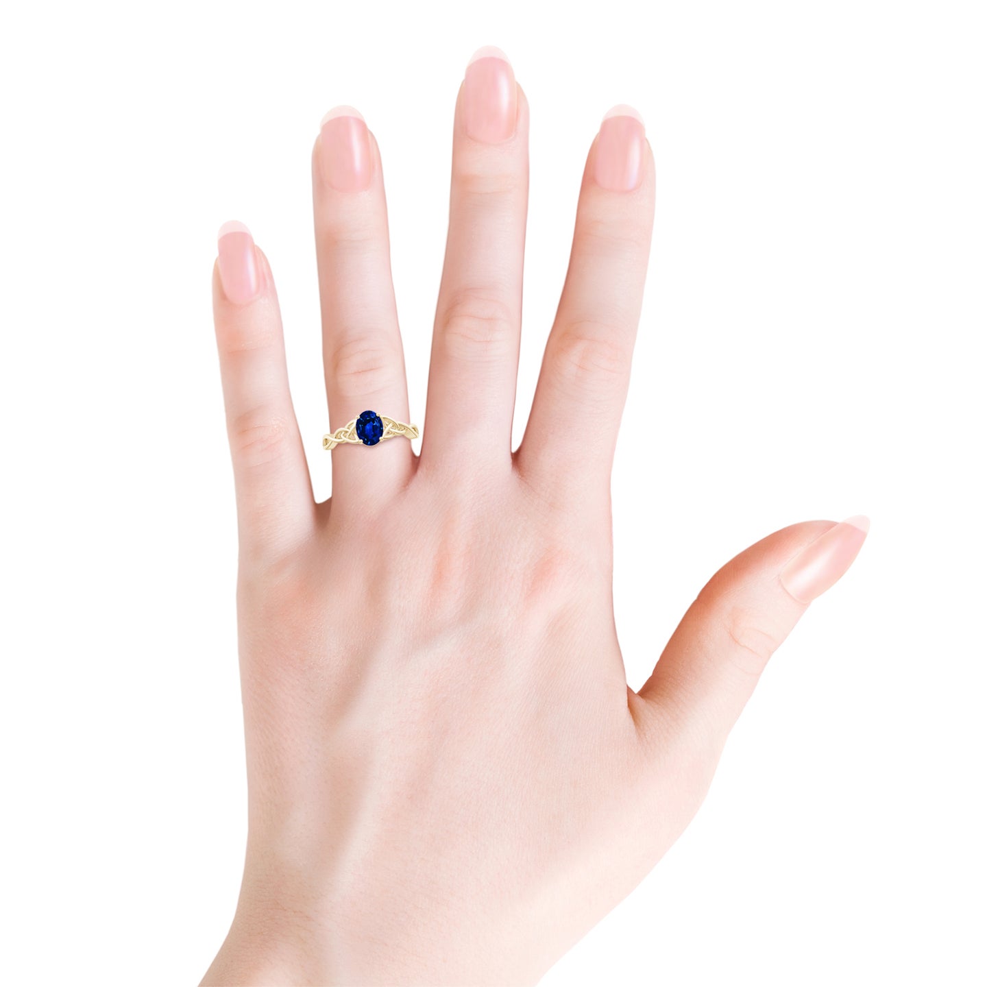 Lab-Grown Oval Blue Sapphire Celtic Knot Engagement Ring
