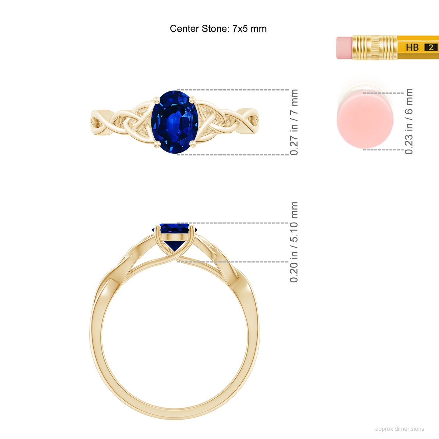 Lab-Grown Oval Blue Sapphire Celtic Knot Engagement Ring