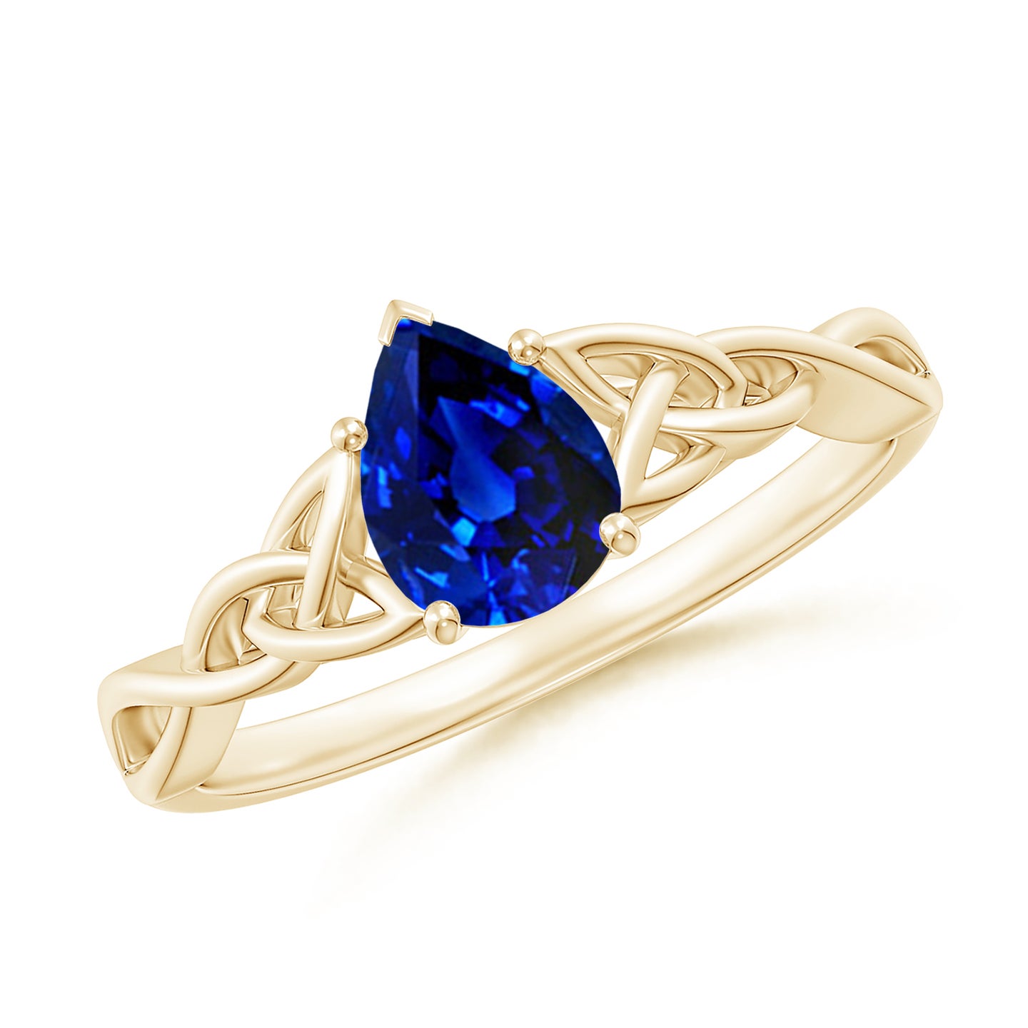 Lab-Grown Pear-Shaped Blue Sapphire Celtic Knot Engagement Ring