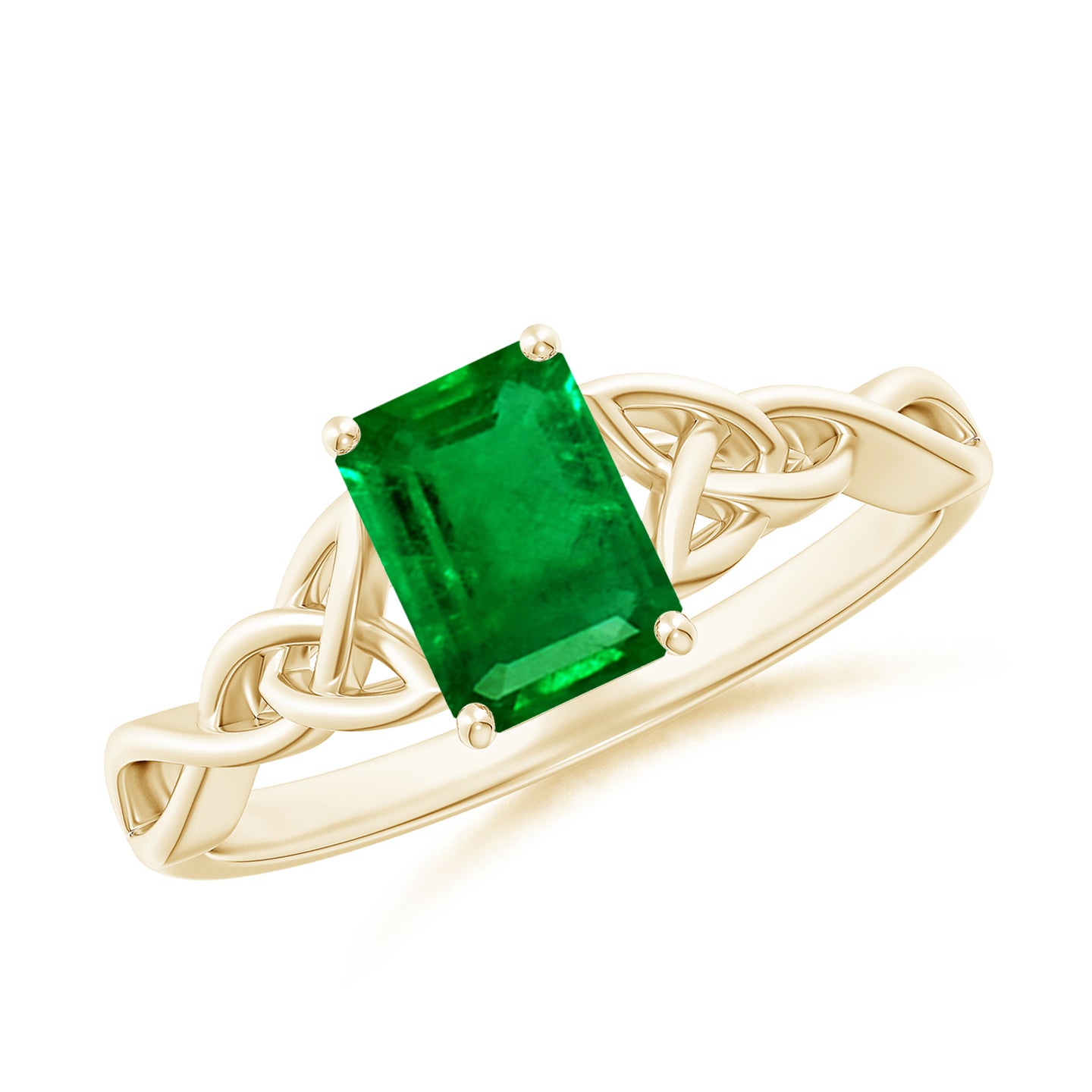 Emerald-Cut Emerald Celtic Knot Engagement Ring