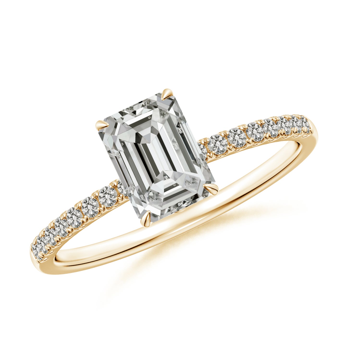 Emerald-Cut Diamond Hidden Halo Engagement Ring