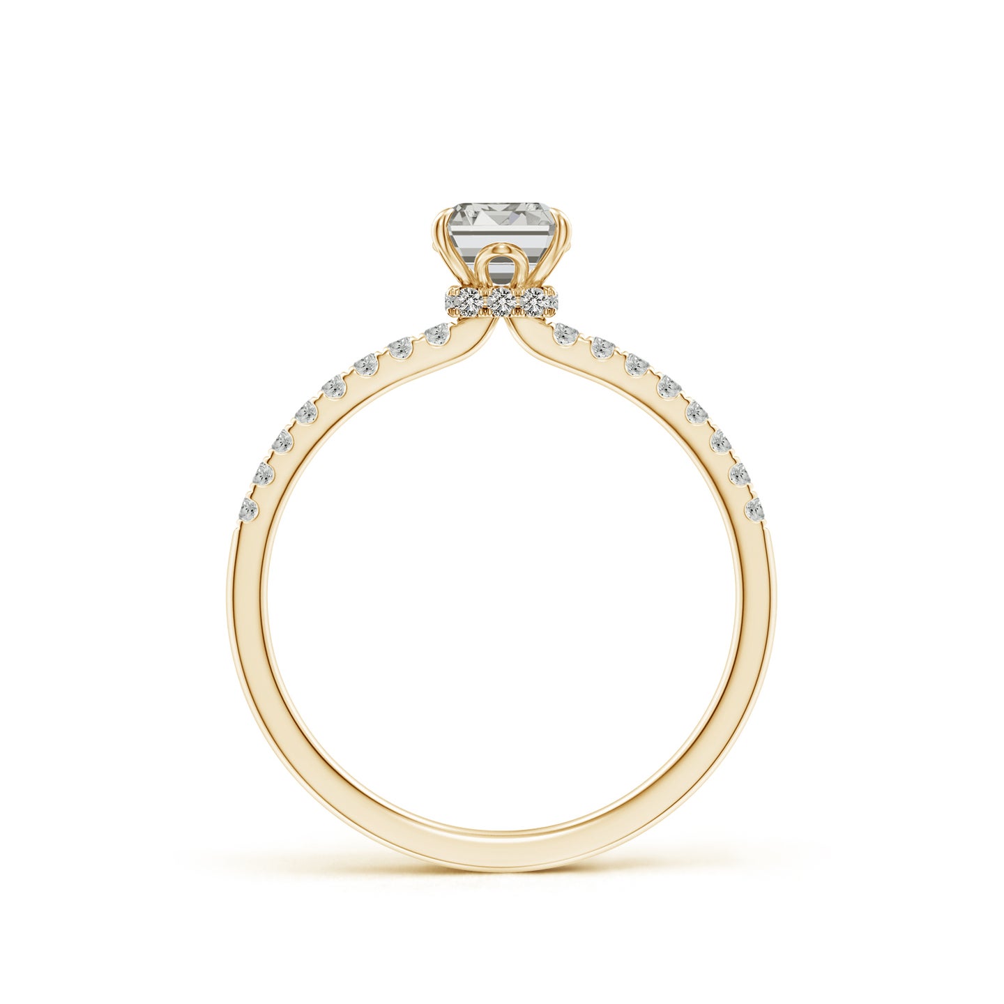 Emerald-Cut Diamond Hidden Halo Engagement Ring