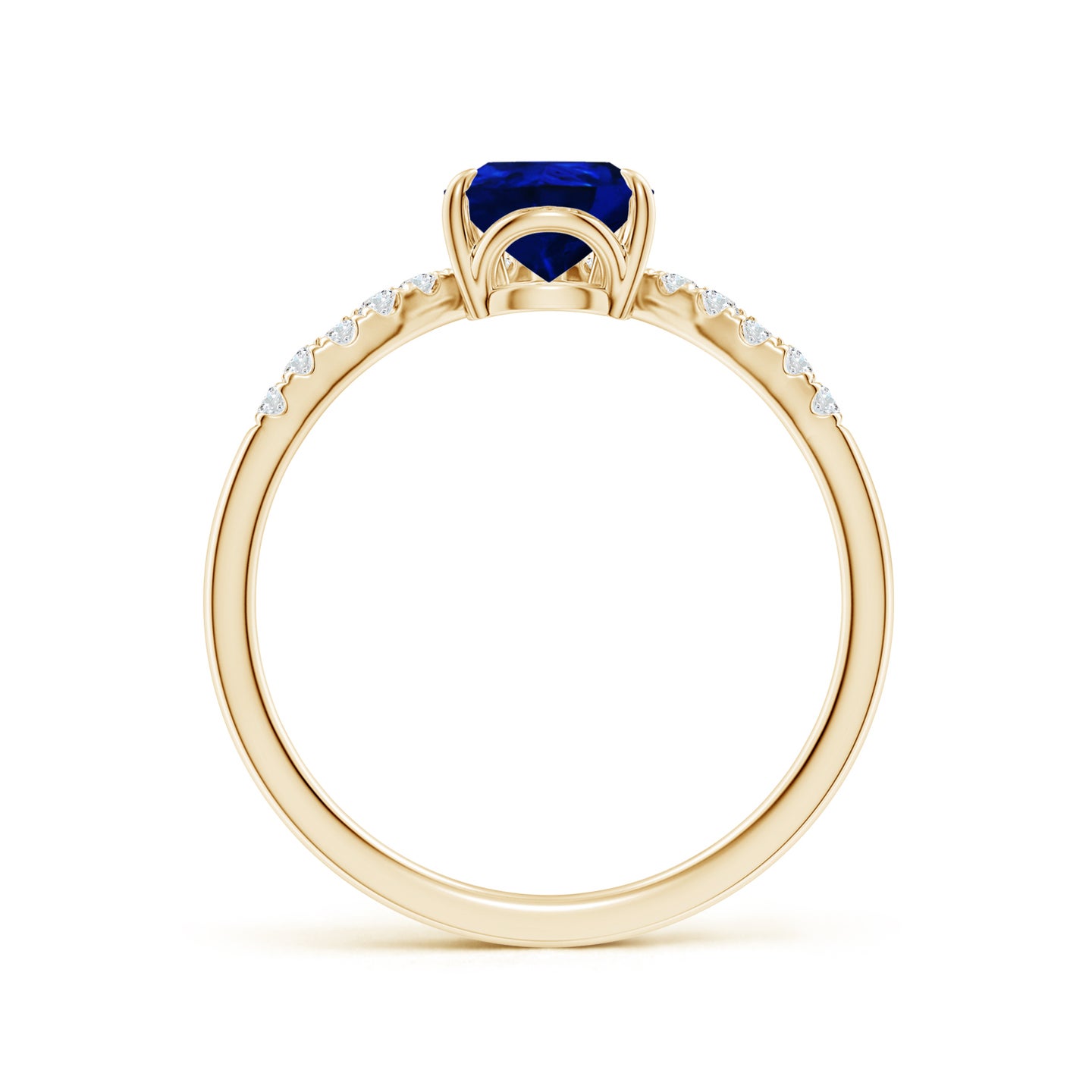Lab-Grown Pear Blue Sapphire and Diamond Chevron Engagement Ring