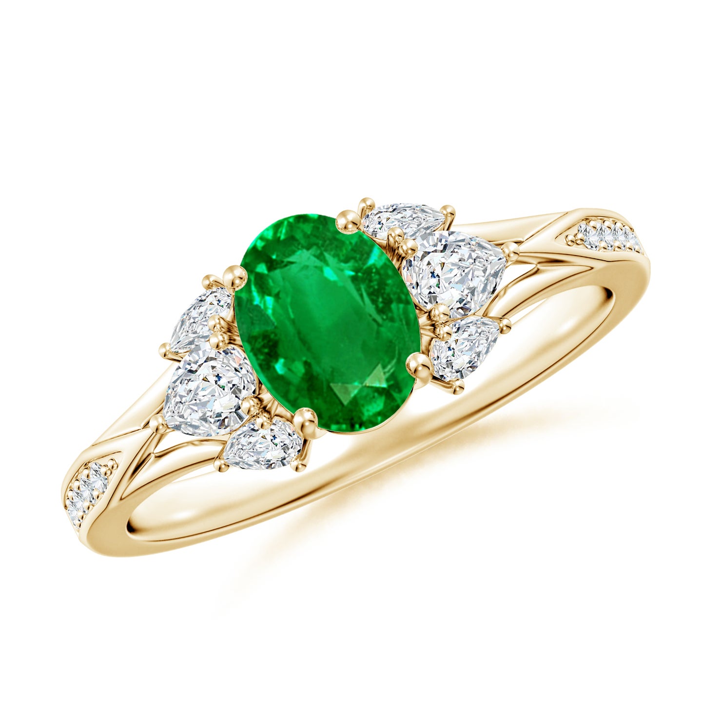 Oval Emerald Engagement Ring with Pear Diamonds