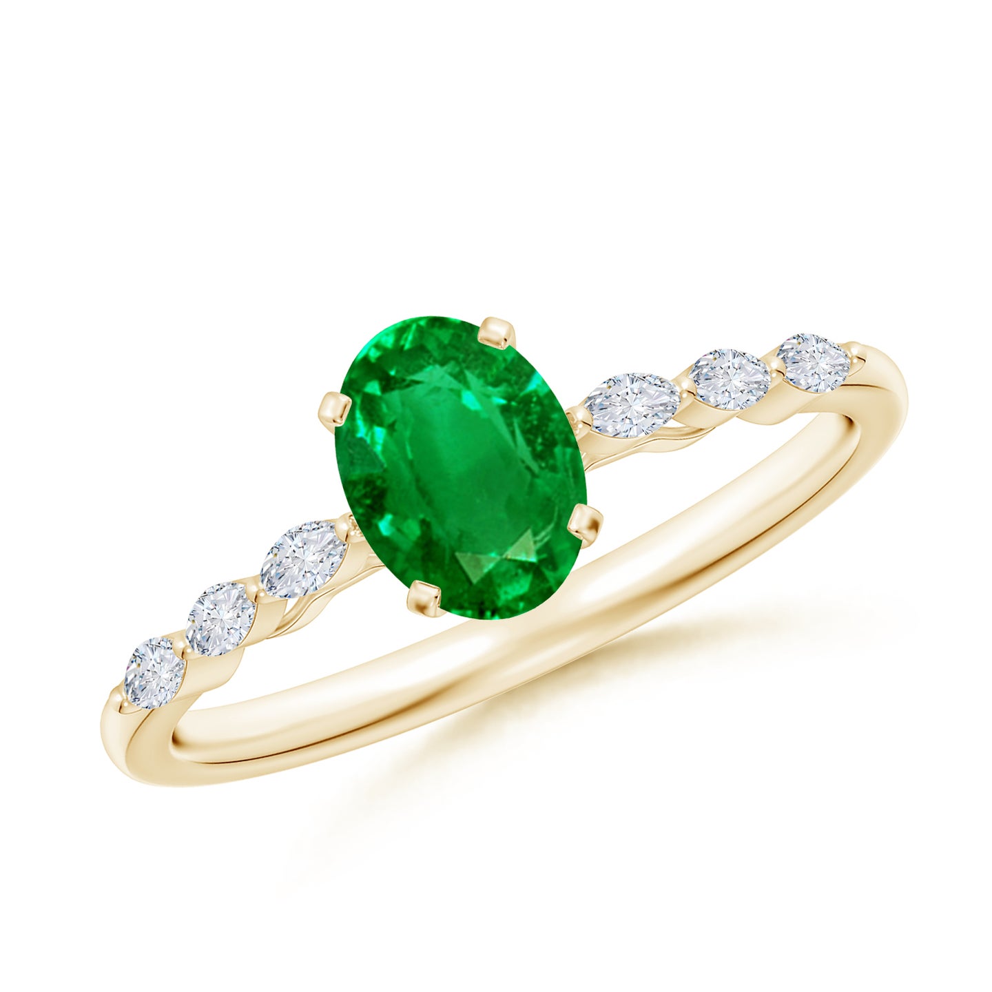 Oval Emerald Engagement Ring with Marquise Diamonds