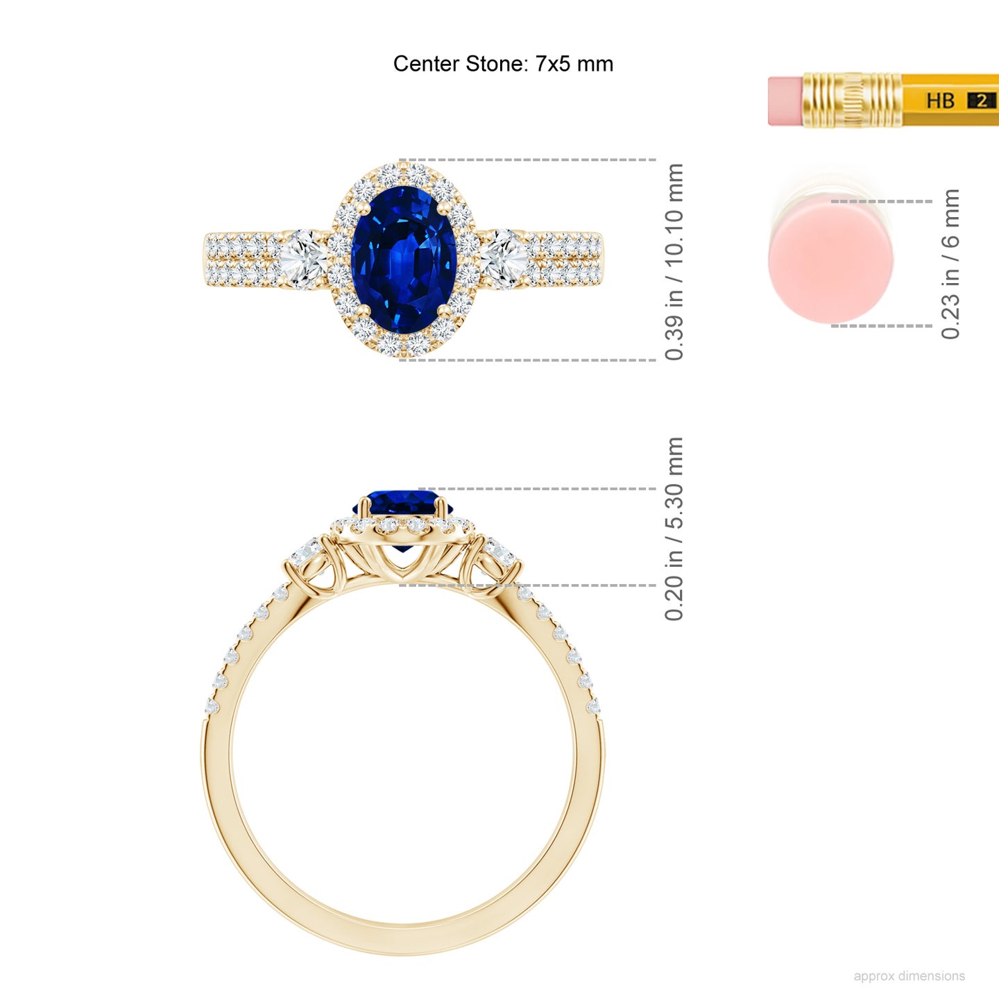 Oval Lab-Grown Blue Sapphire Halo Double Shank Engagement Ring
