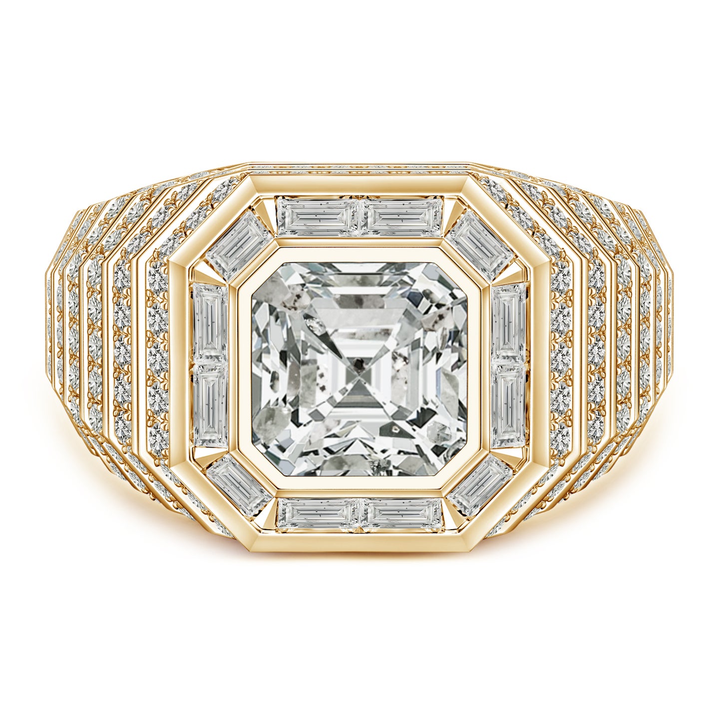 Asscher-Cut Diamond Men's Cocktail Ring