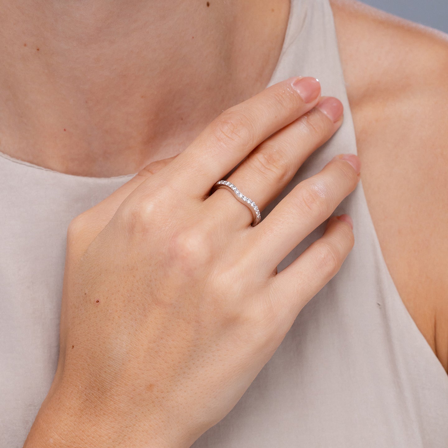 Classic Diamond Half Eternity Contoured Wedding Ring